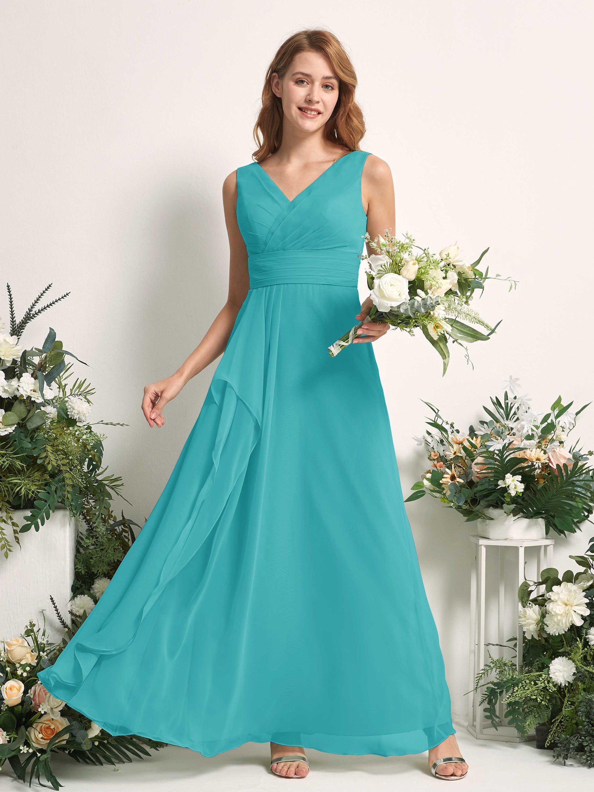 Mollie Turquoise Sleeveless Maxi Dress