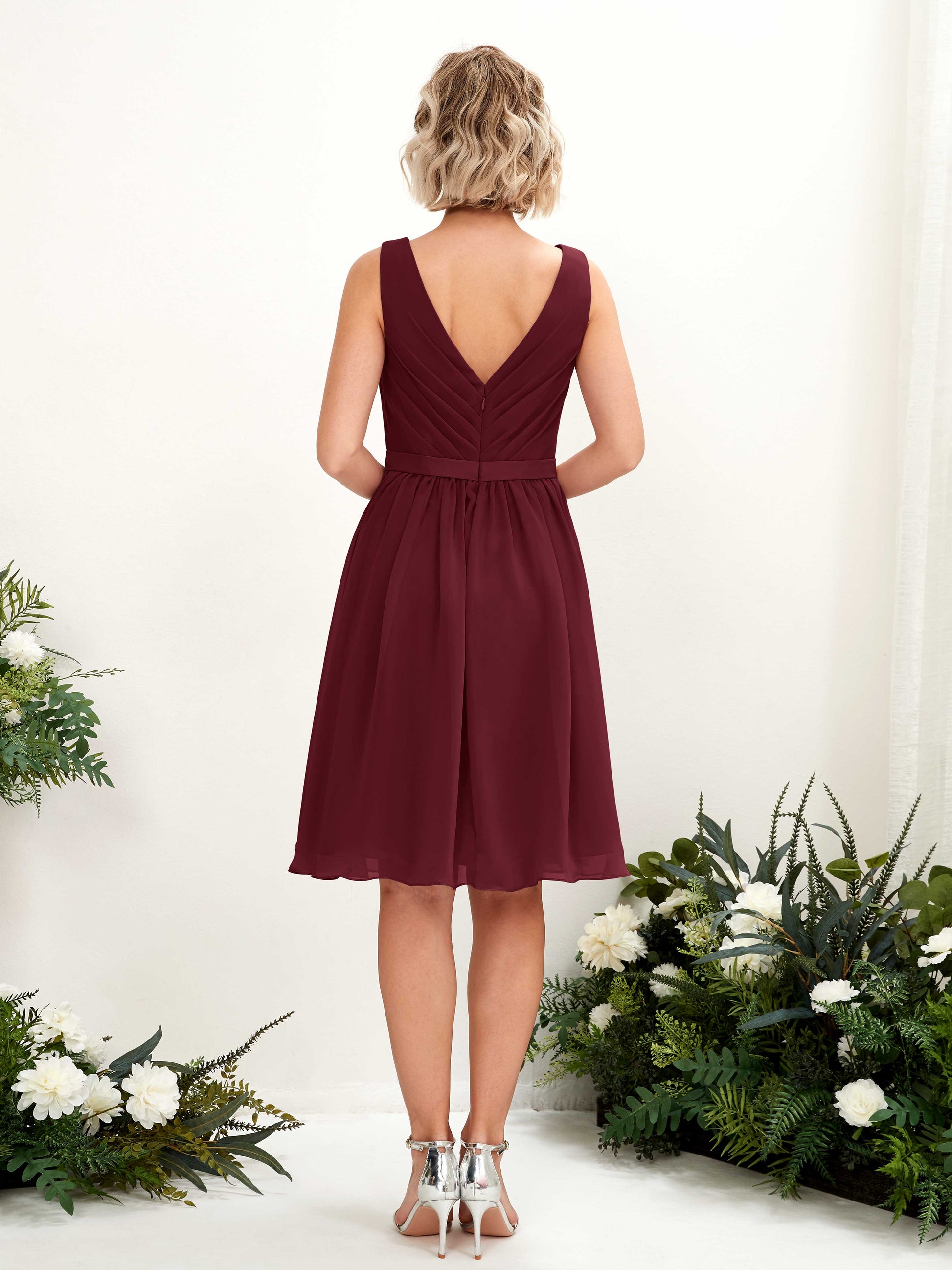 Natasha Burgundy Sleeveless Midi Dress