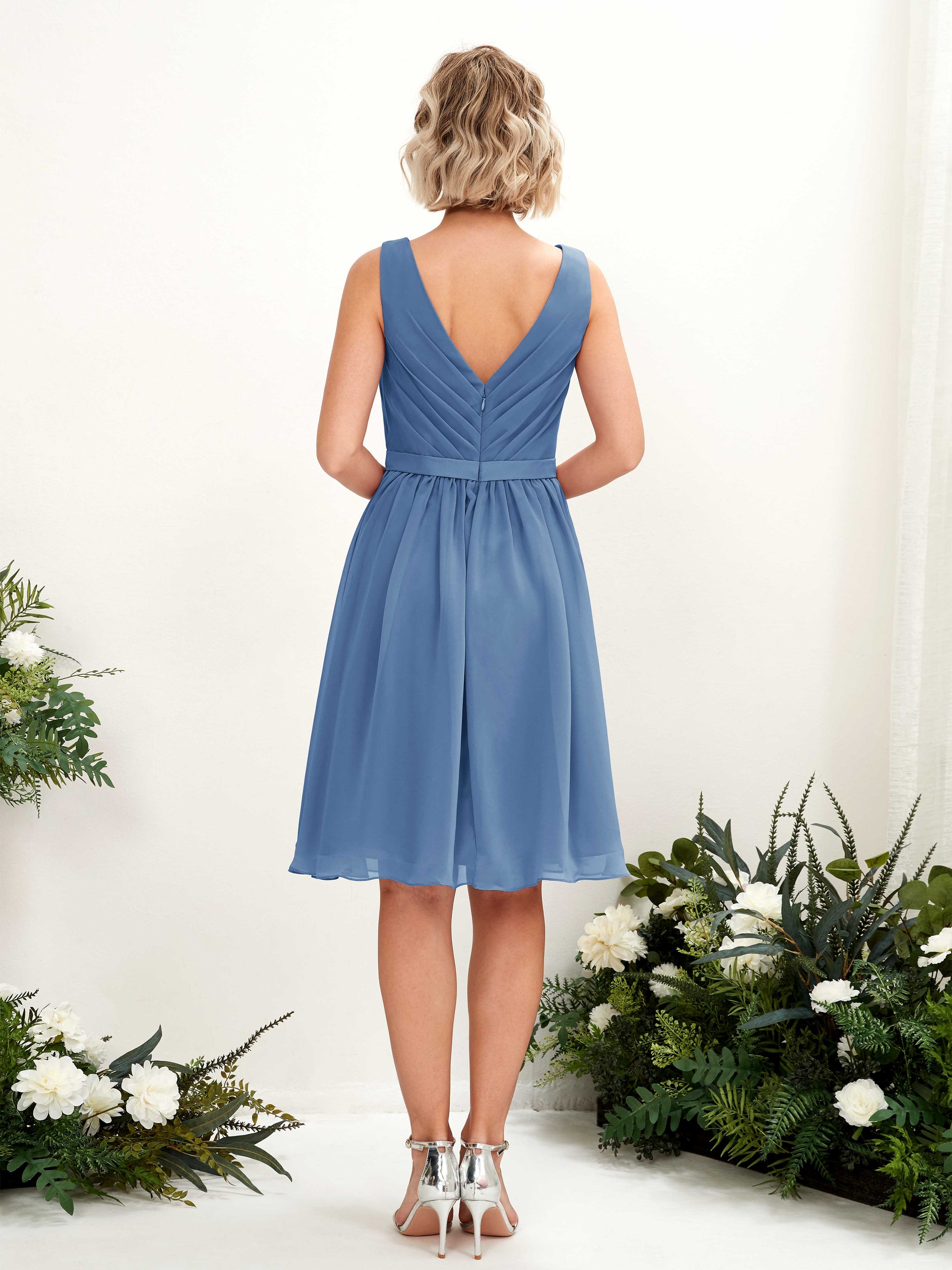 Natasha Dusty Blue Sleeveless Midi Dress