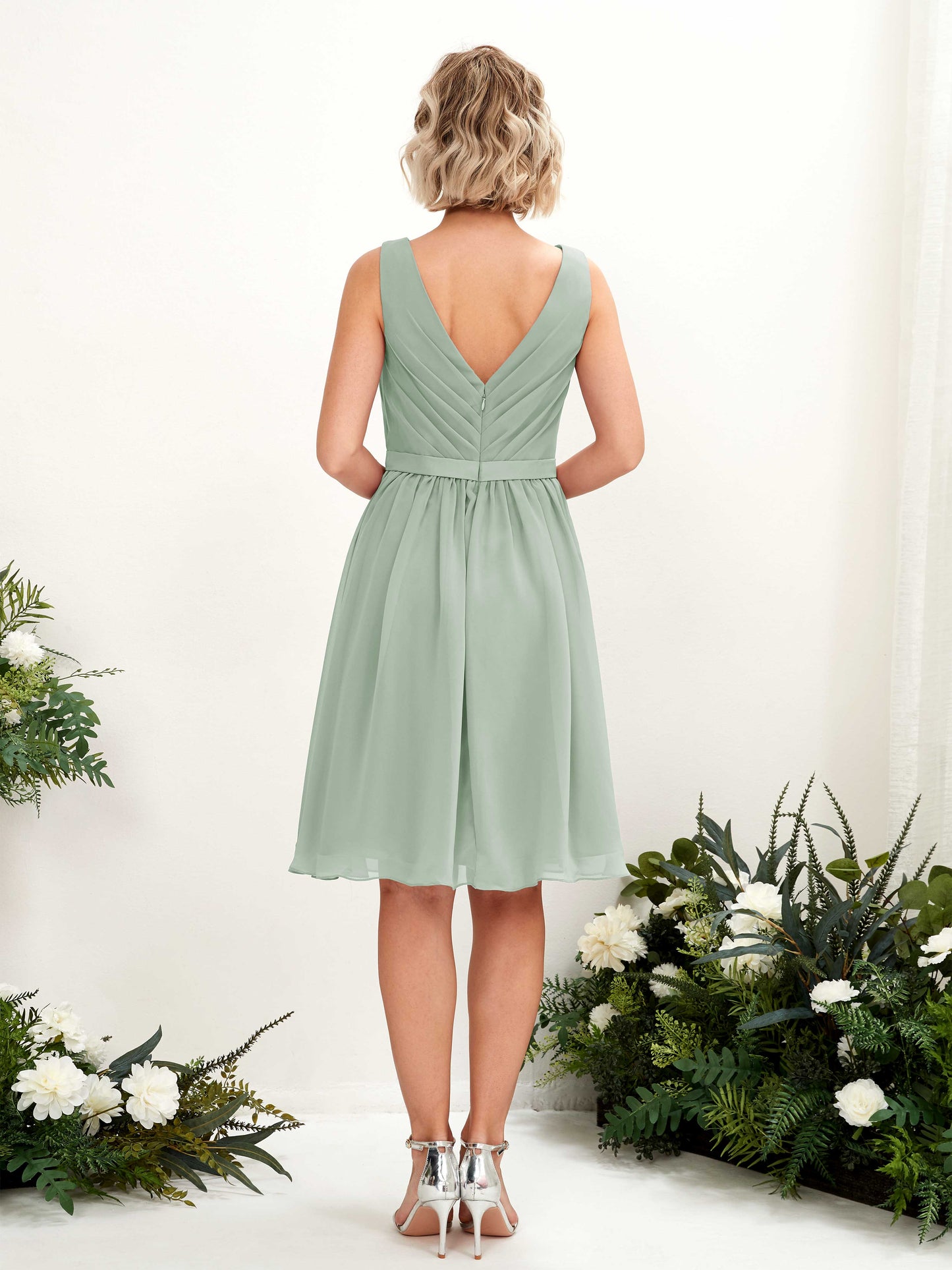 Natasha Sage Green Sleeveless Midi Dress