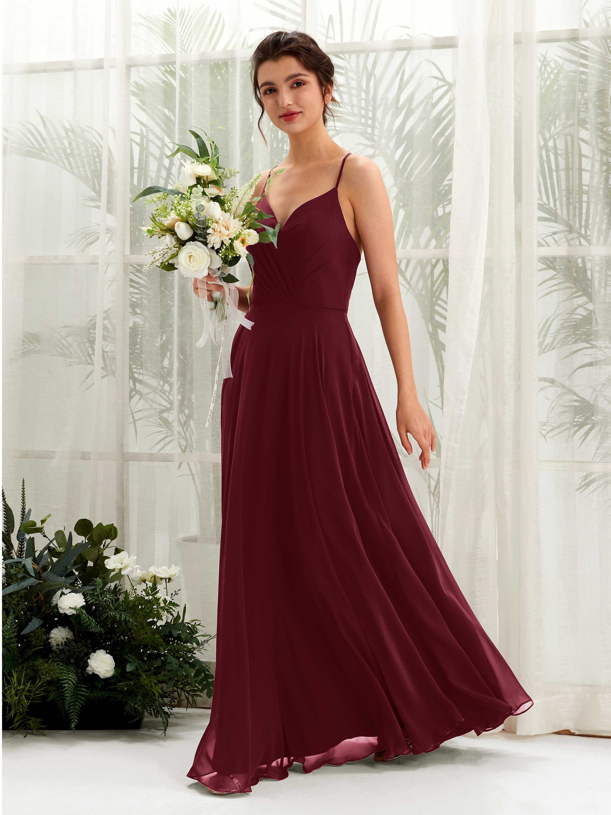 Naura Burgundy Sleeveless Maxi Dress