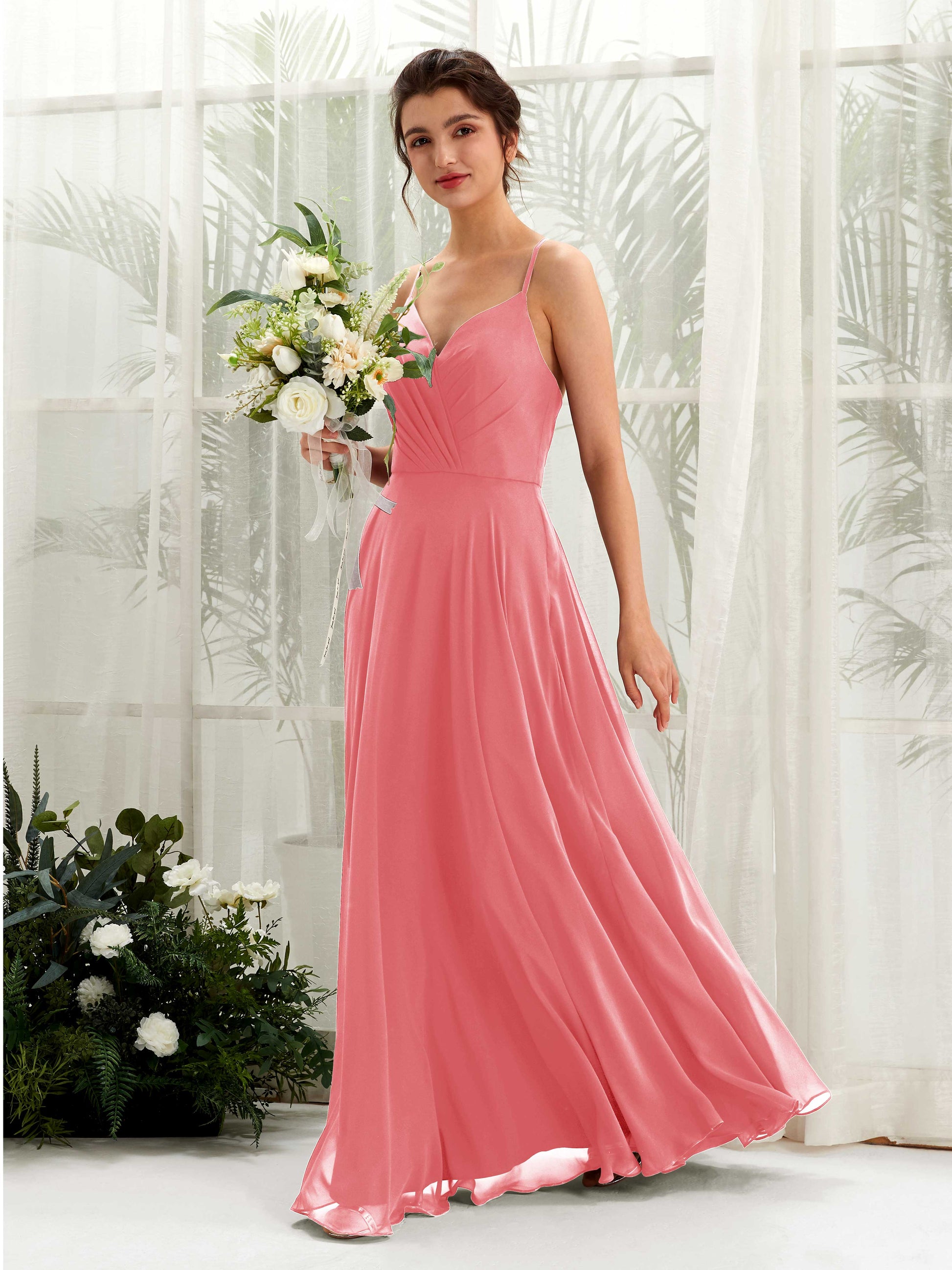 Naura Coral Pink Sleeveless Maxi Dress