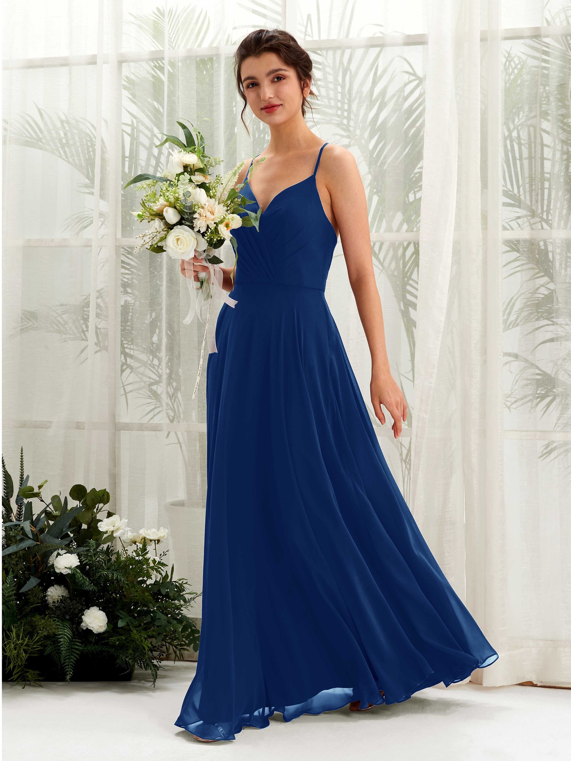 Naura Royal Blue Sleeveless Maxi Dress