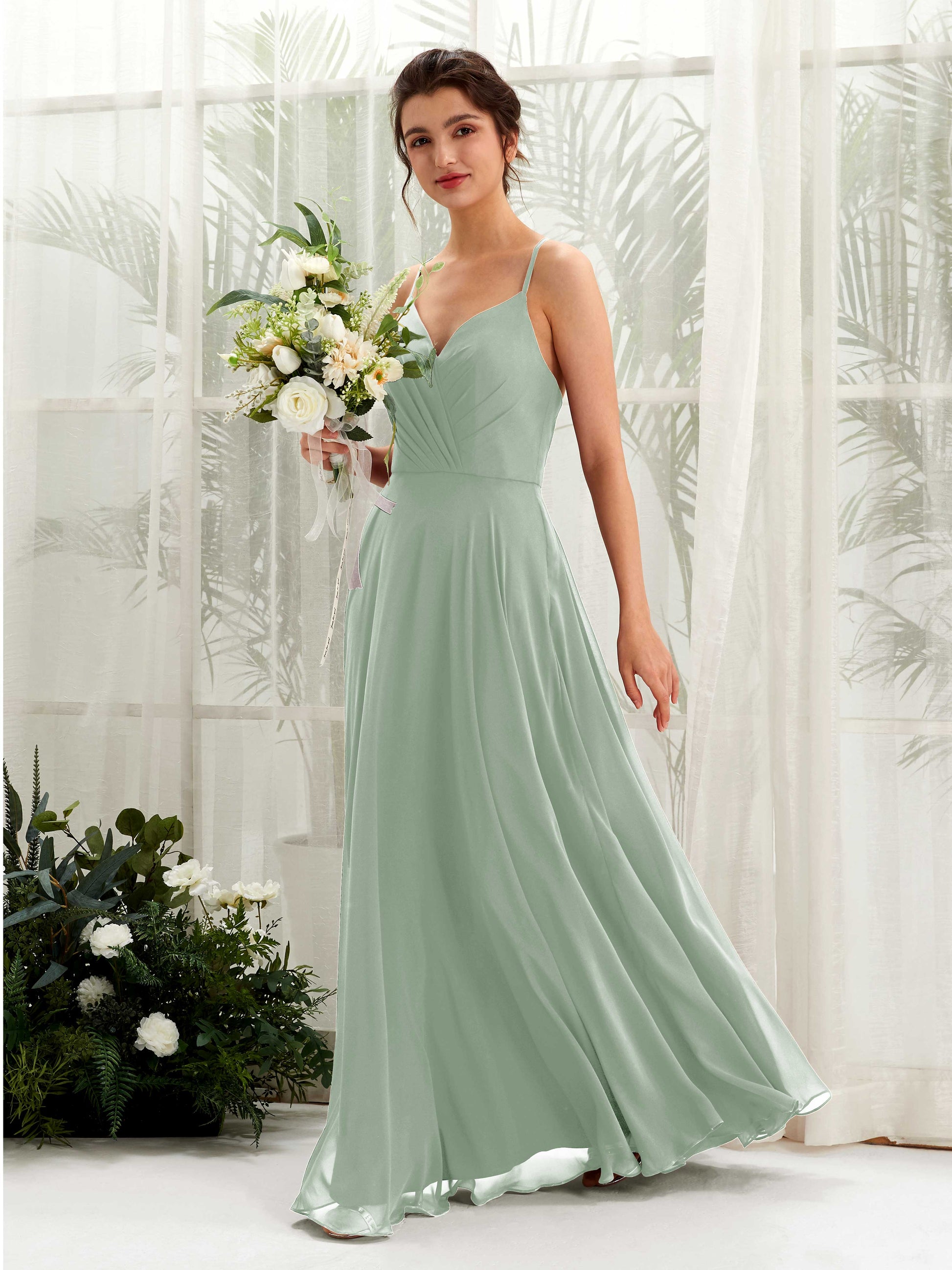 Naura Sage Green Sleeveless Maxi Dress