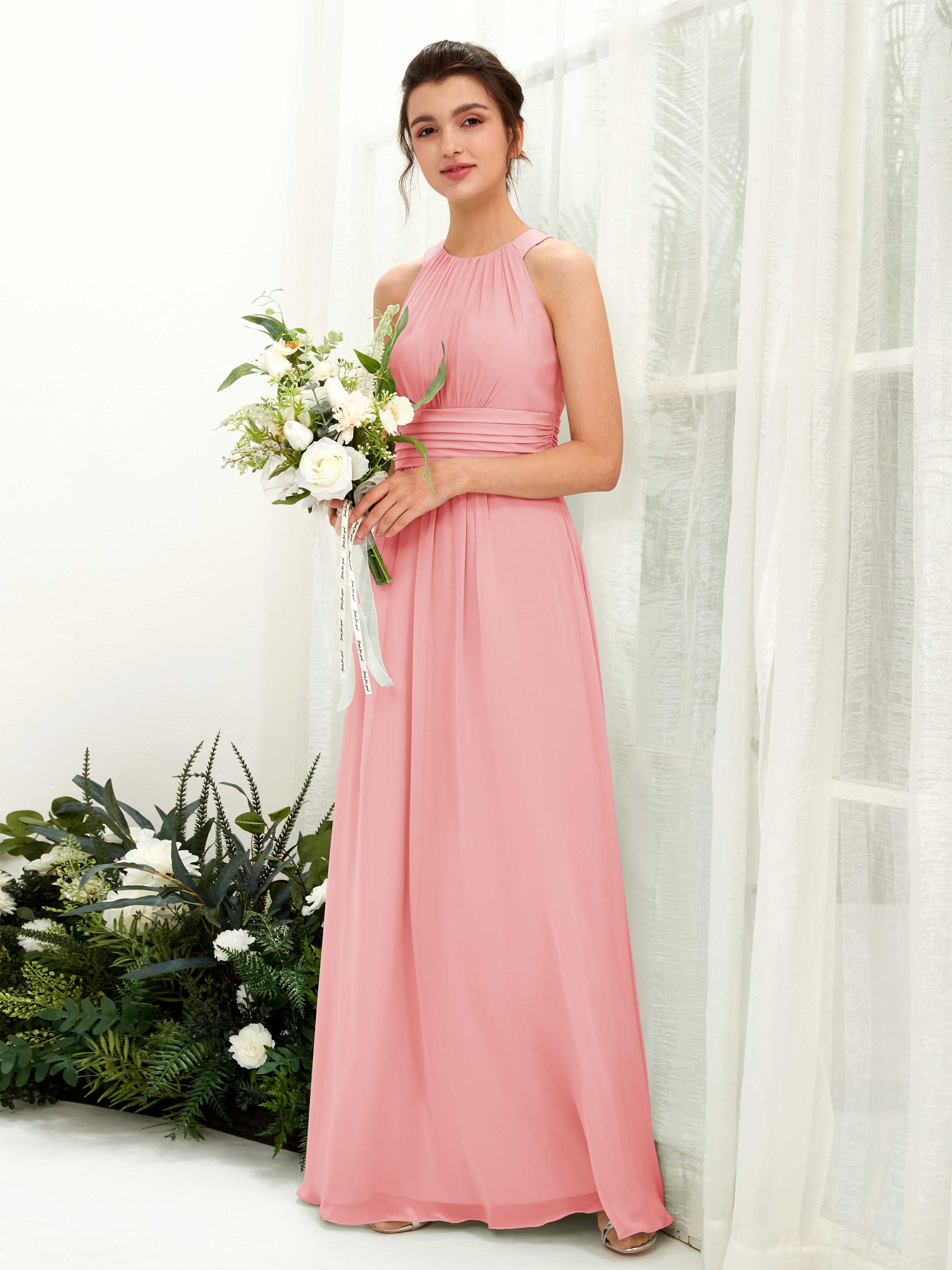 Noelle Ballet Pink Halter Maxi Dress