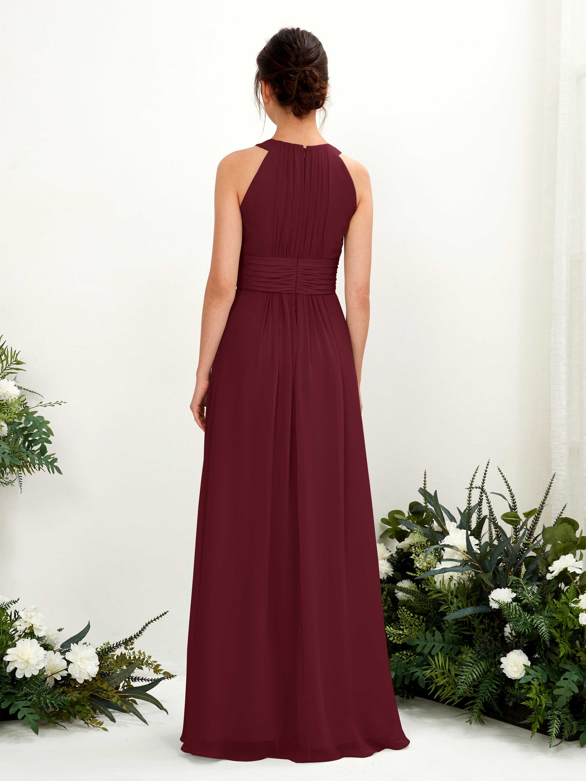 Noelle Burgundy Halter Maxi Dress