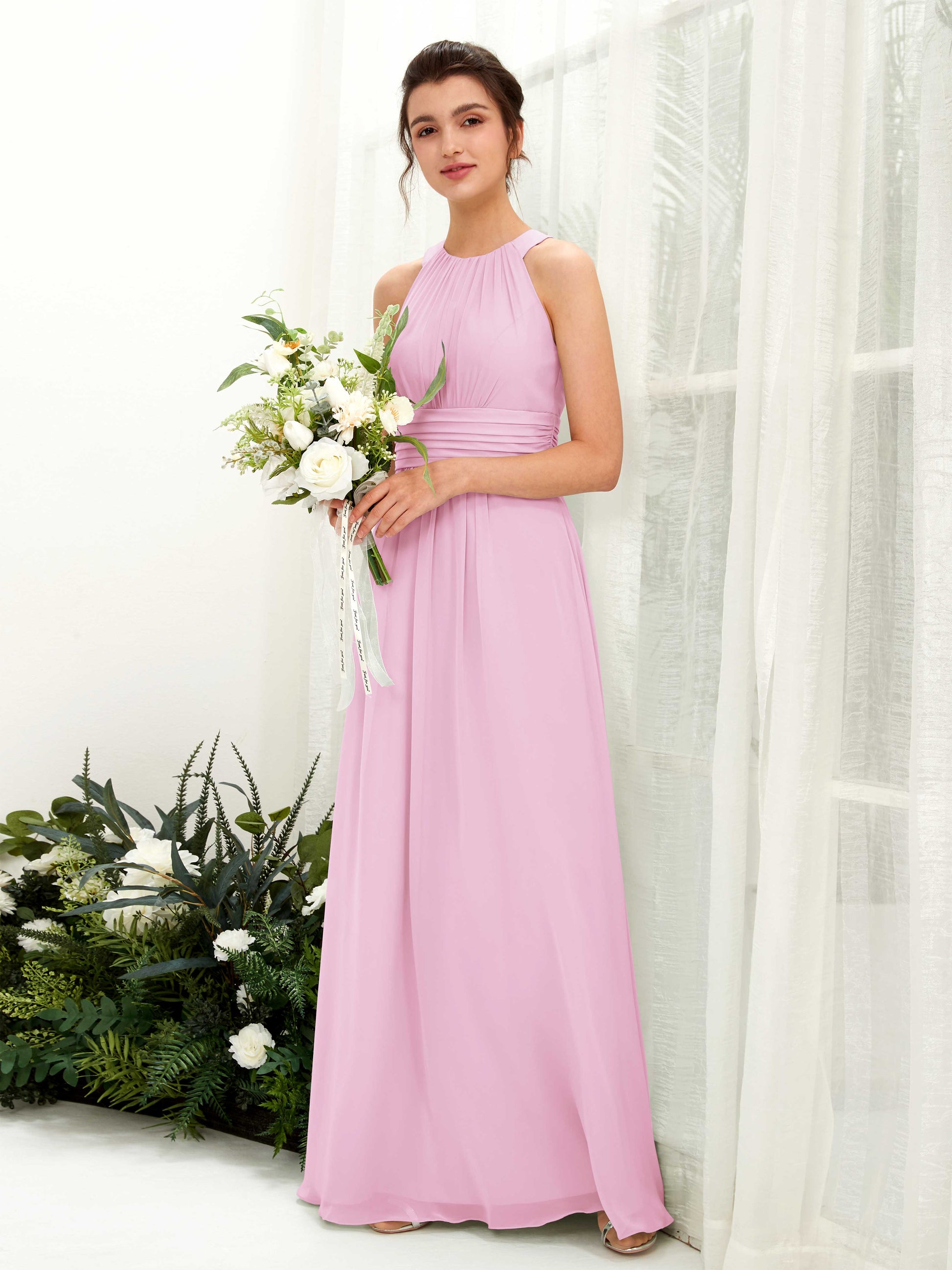 Noelle Candy Pink Halter Maxi Dress