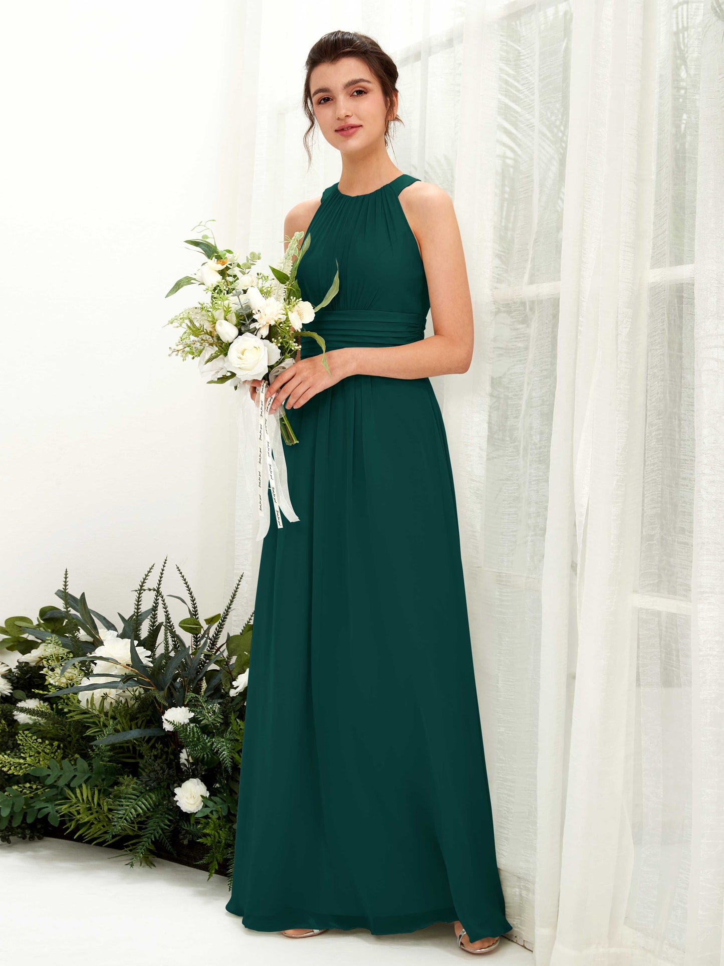 Noelle Dark Emerald Halter Maxi Dress