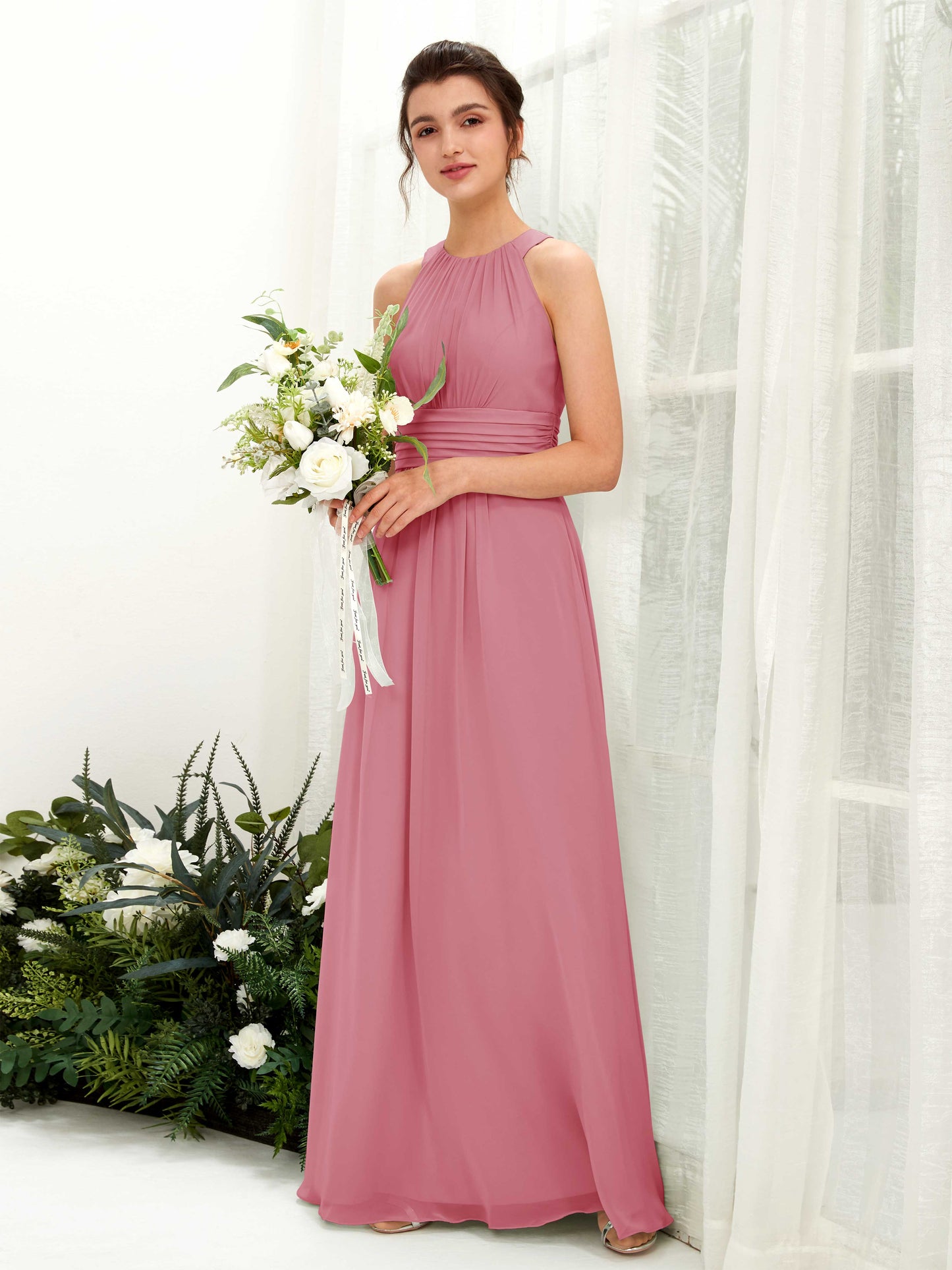 Noelle Desert Rose Halter Maxi Dress