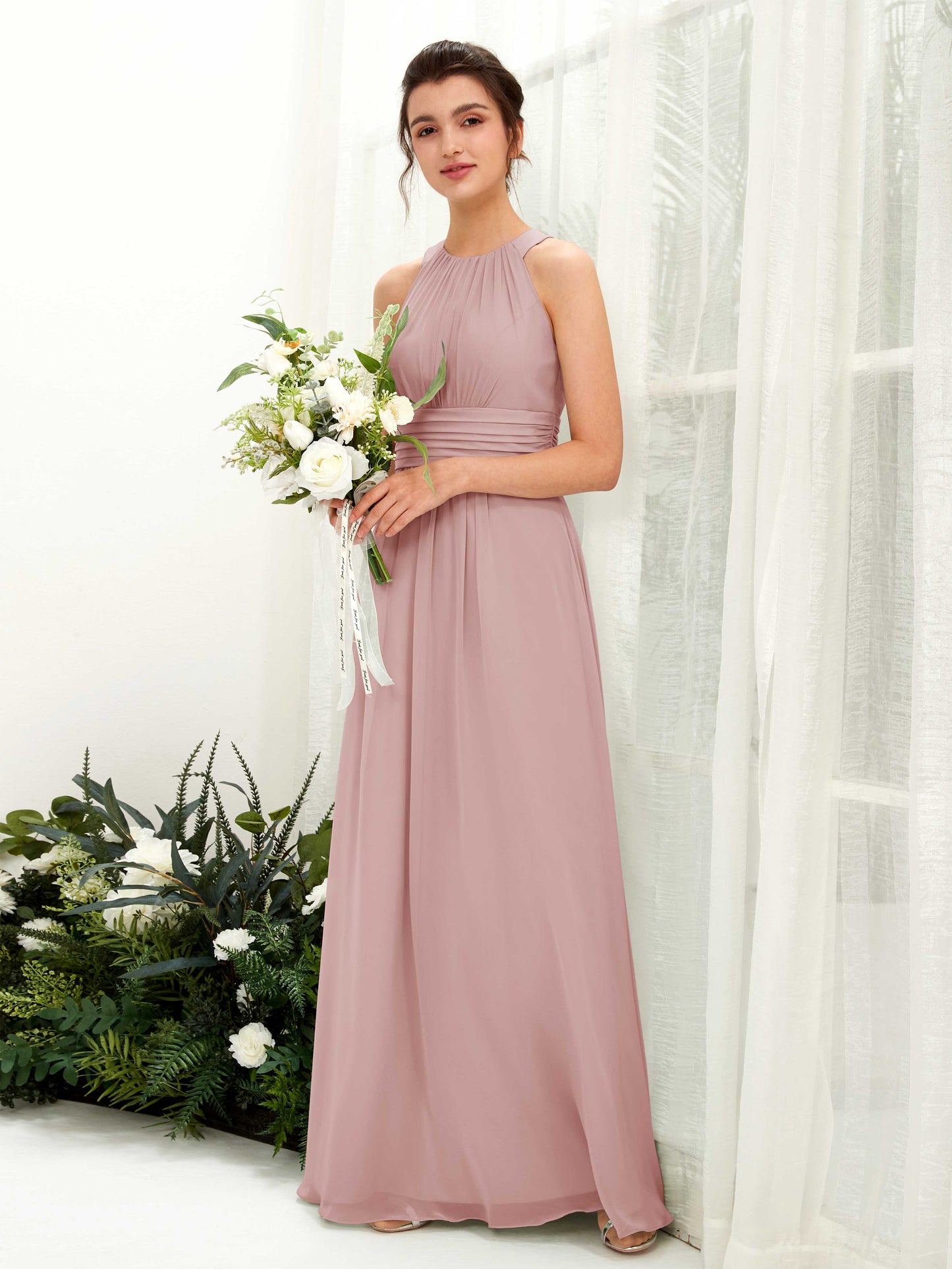 Noelle Dusty Rose Halter Maxi Dress