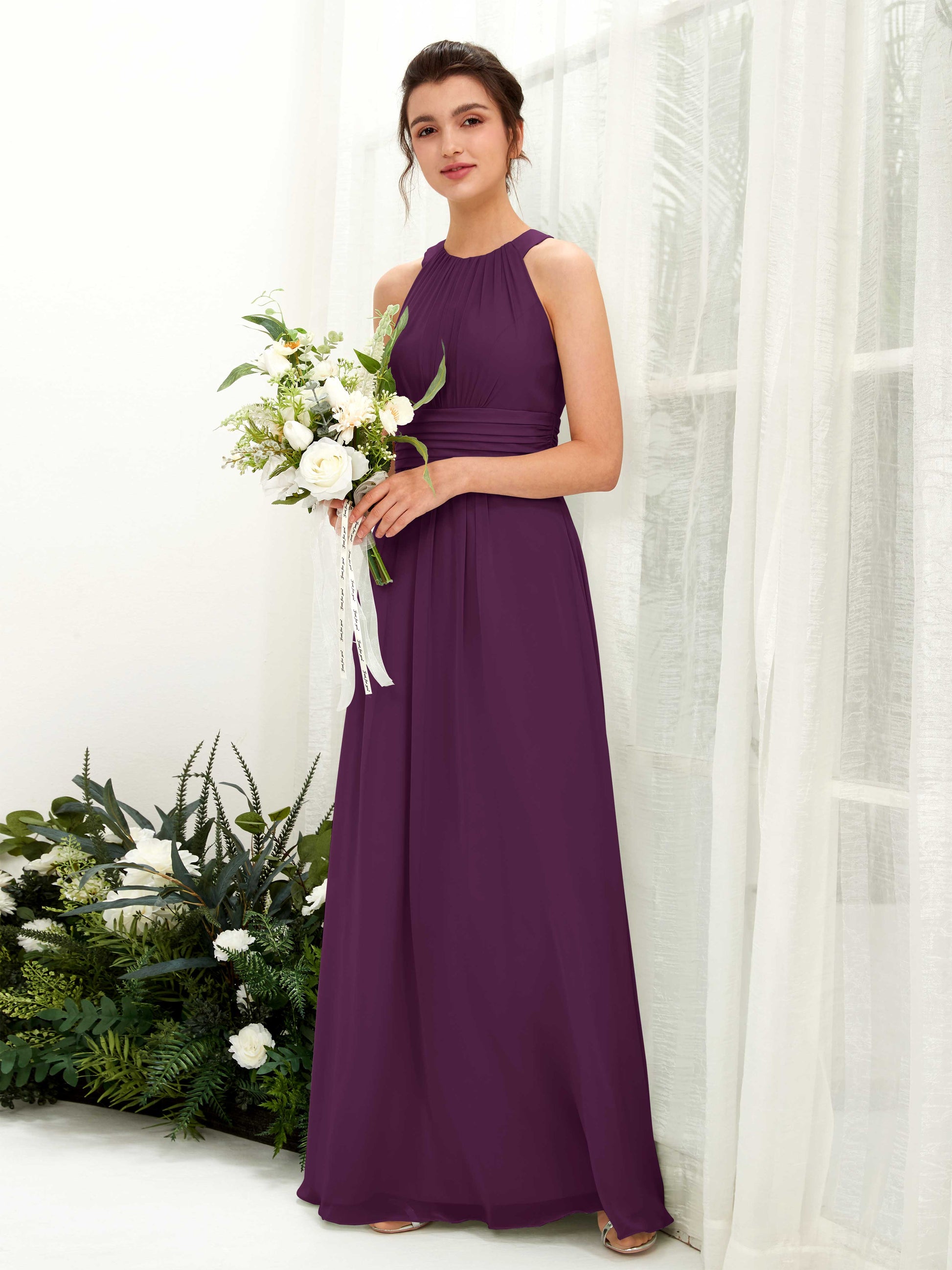 Noelle Grape Halter Maxi Dress