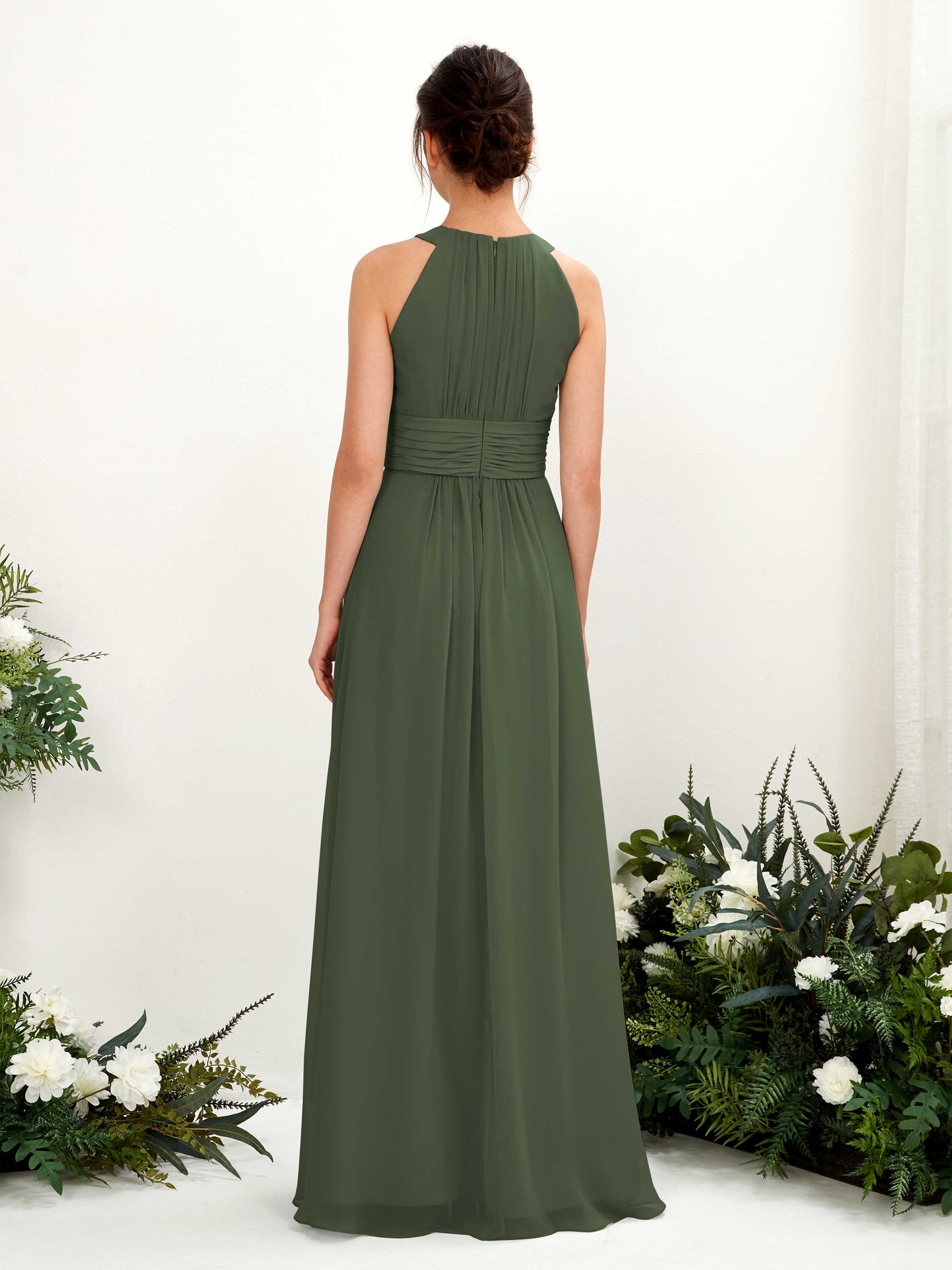 Noelle Martini Olive Halter Maxi Dress