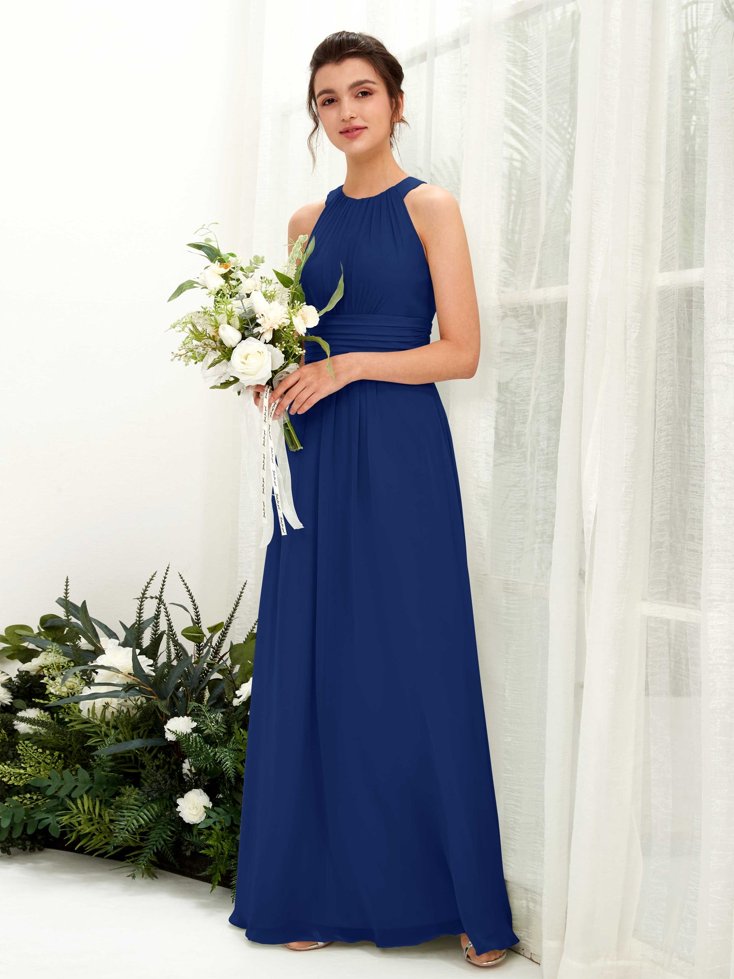 Noelle Royal Blue Halter Maxi Dress