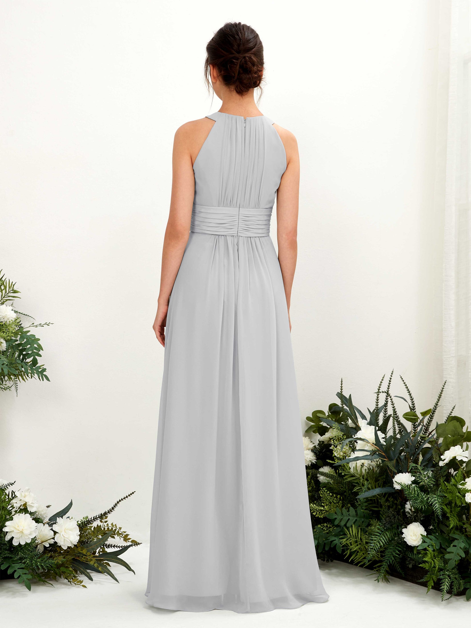 Noelle Silver Halter Maxi Dress