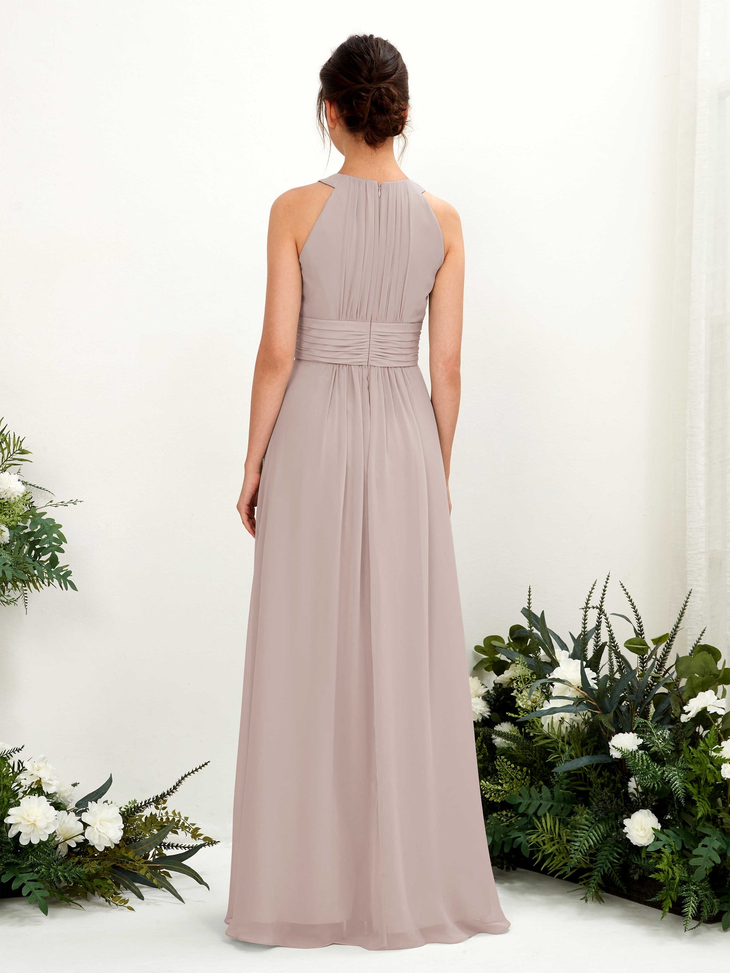 Noelle Taupe Halter Maxi Dress