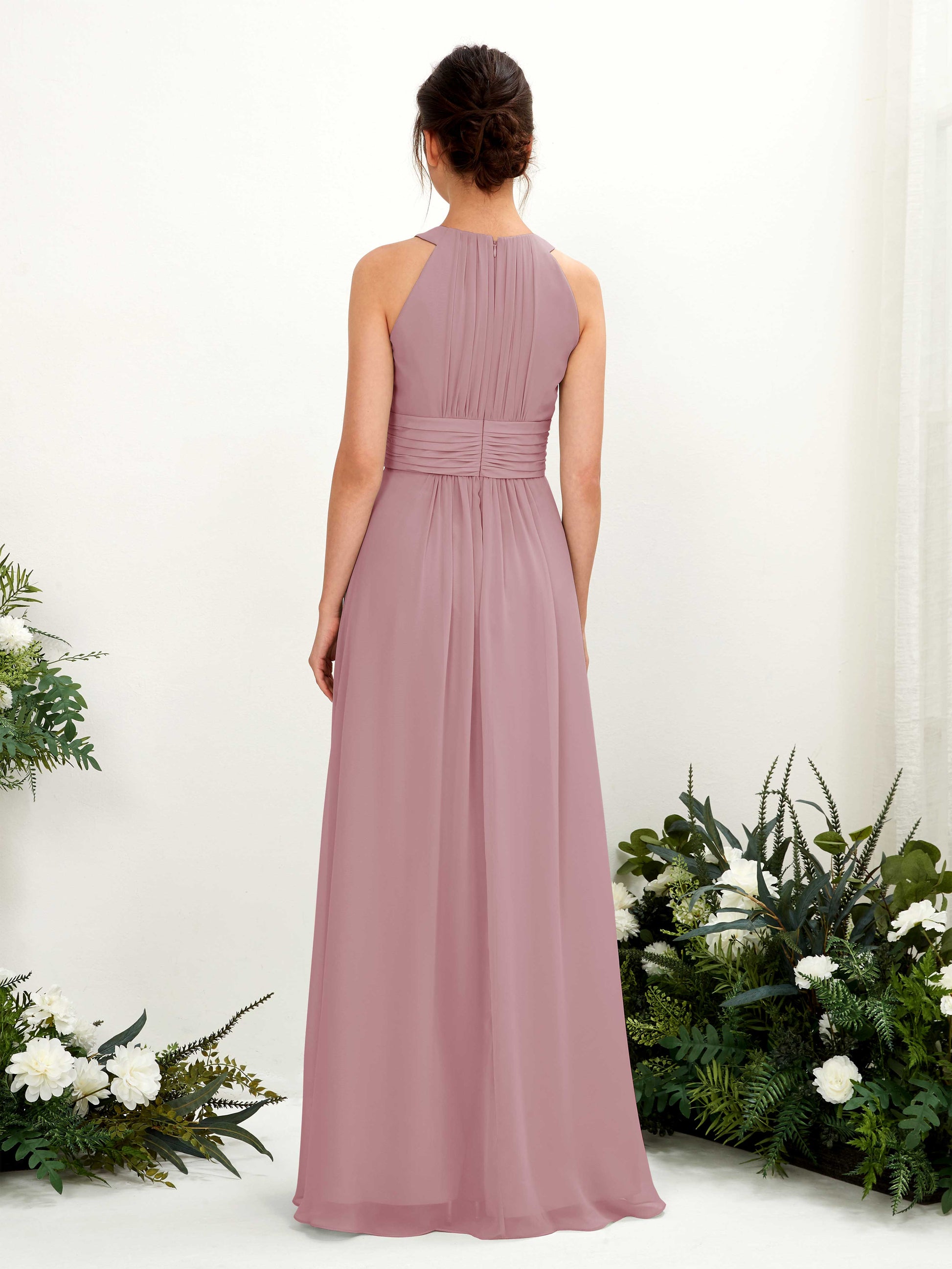 Noelle Vintage Mauve Halter Maxi Dress