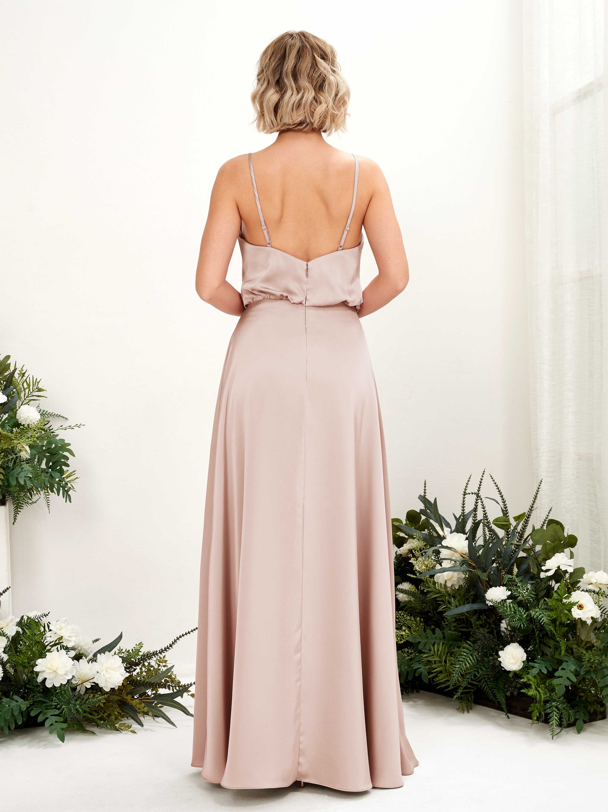 Nora Pearl Pink Satin Sleeveless Maxi Dress