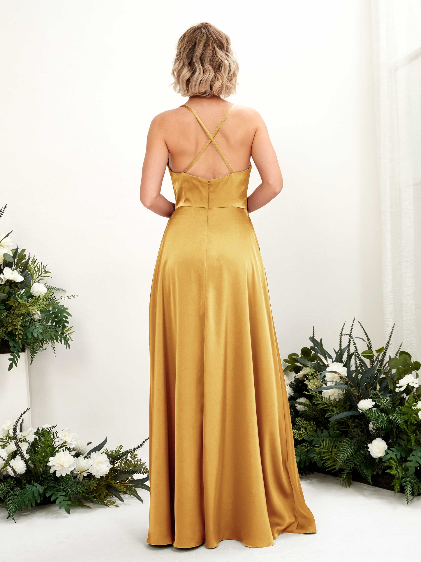 Nydia Canary Satin Sleeveless Maxi Dress