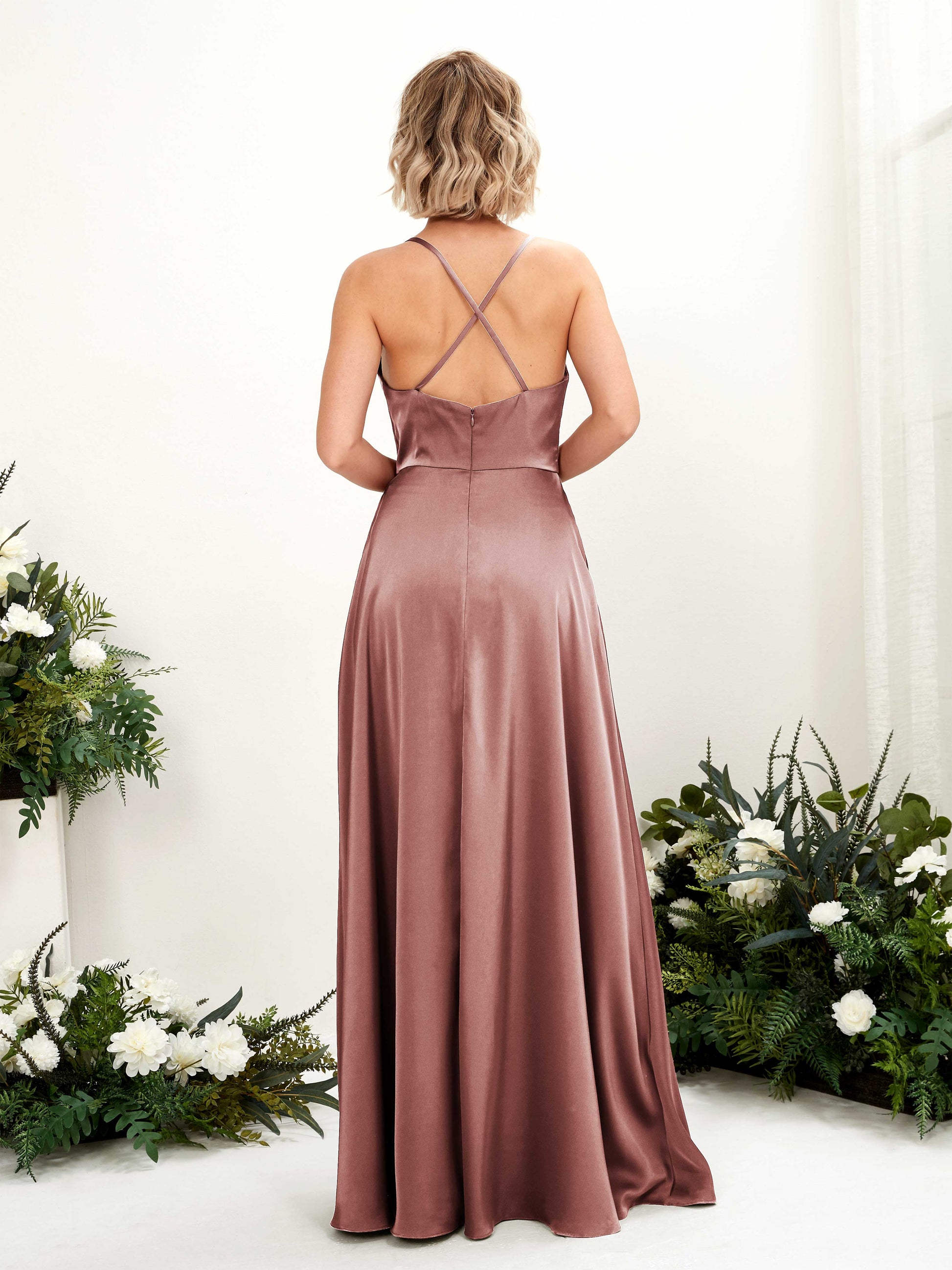 Nydia Desert Rose Satin Sleeveless Maxi Dress