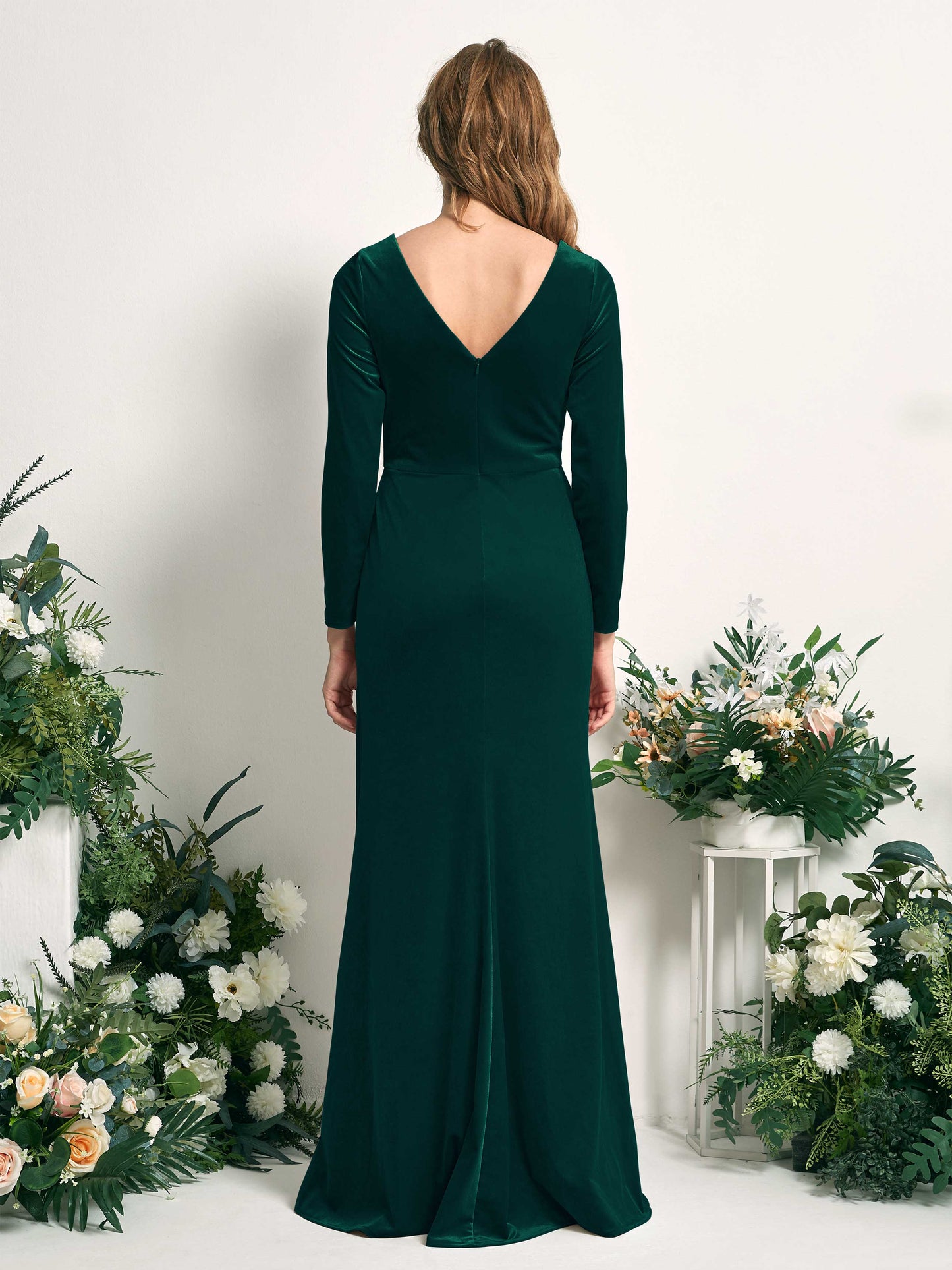 Ophelia Hunter Green Velvet Long Sleeve Maxi Dress