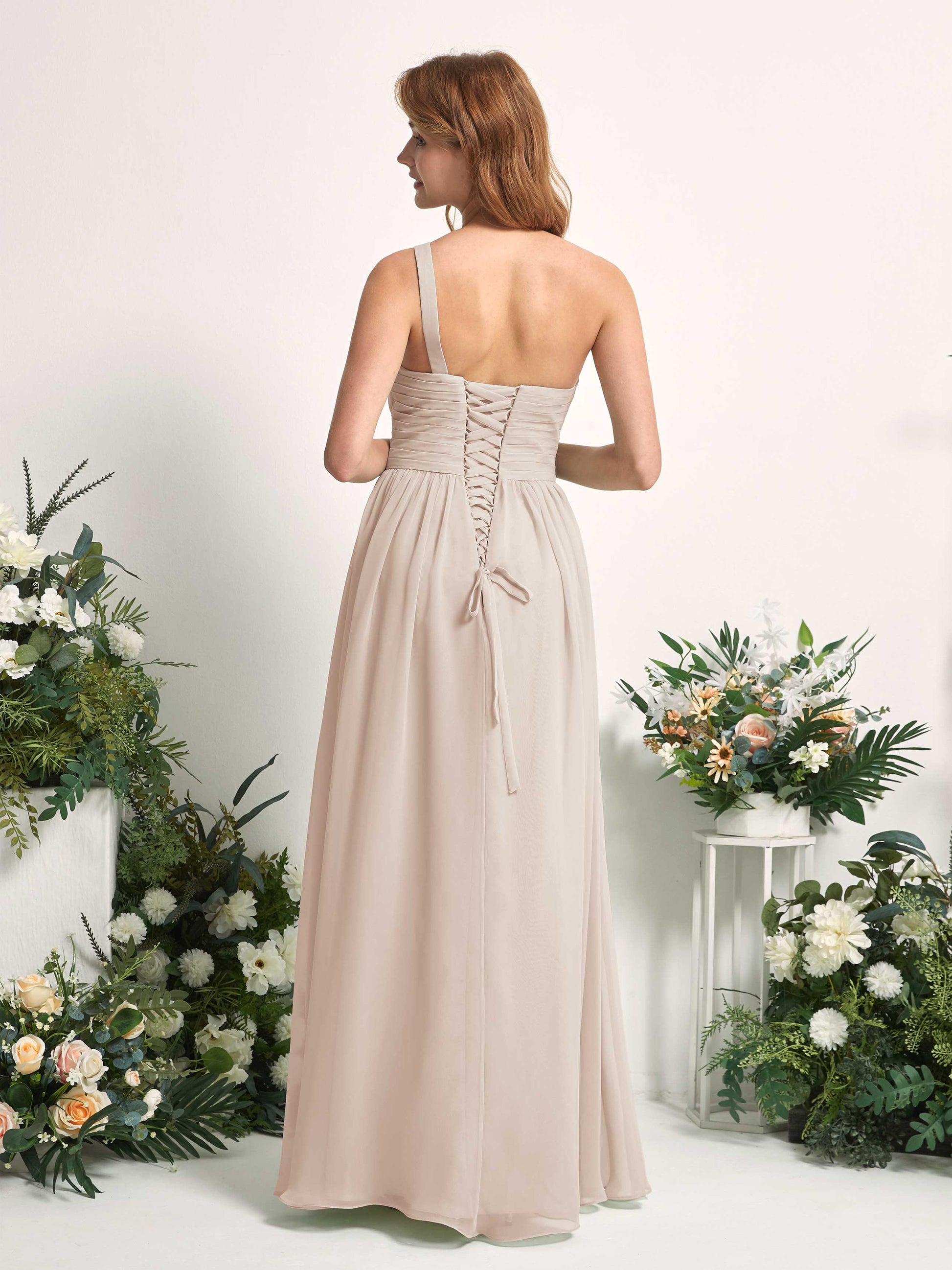 Pandora Champagne One Shoulder Maxi Dress