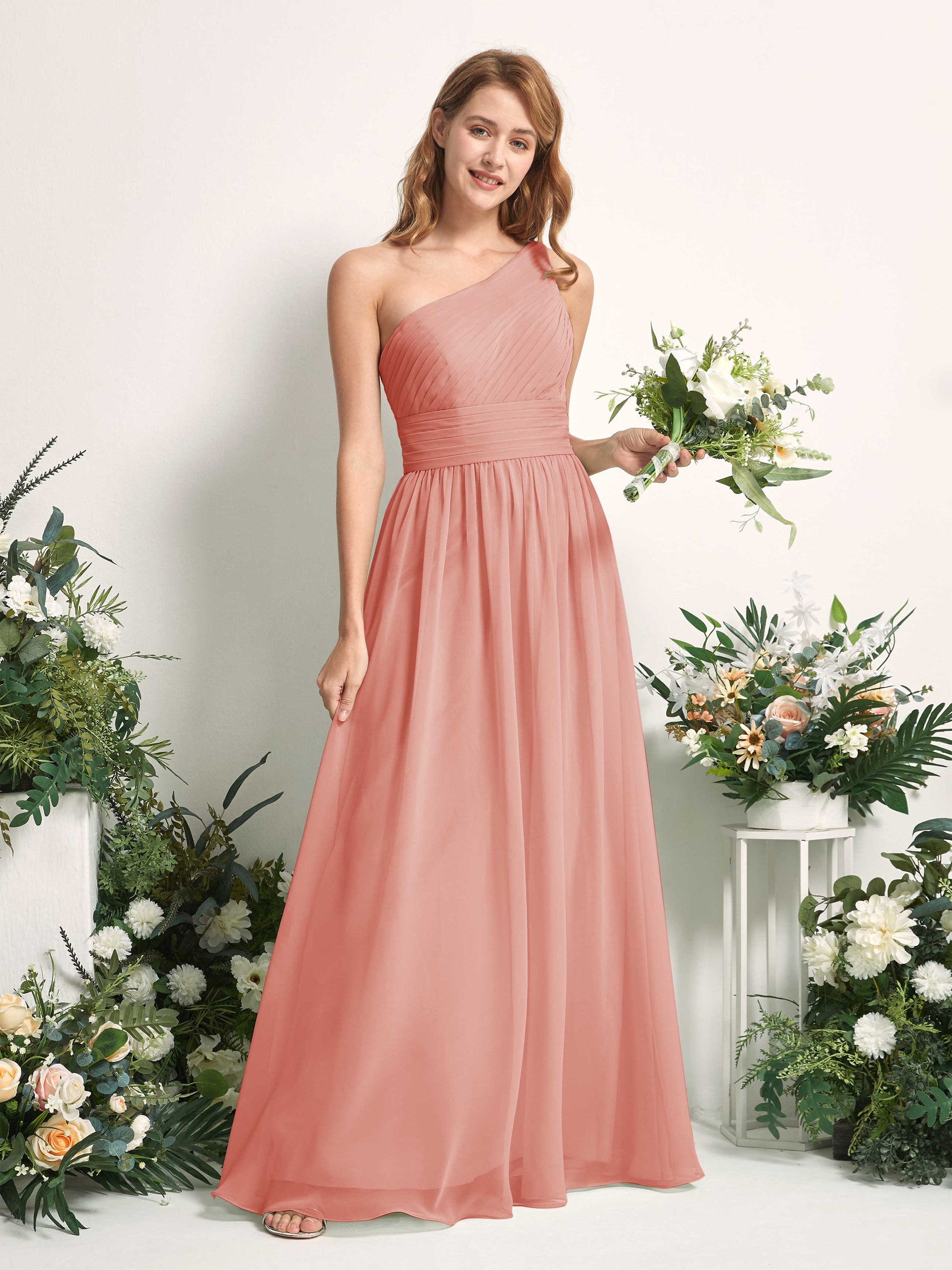 Pandora Champagne Rose One Shoulder Maxi Dress