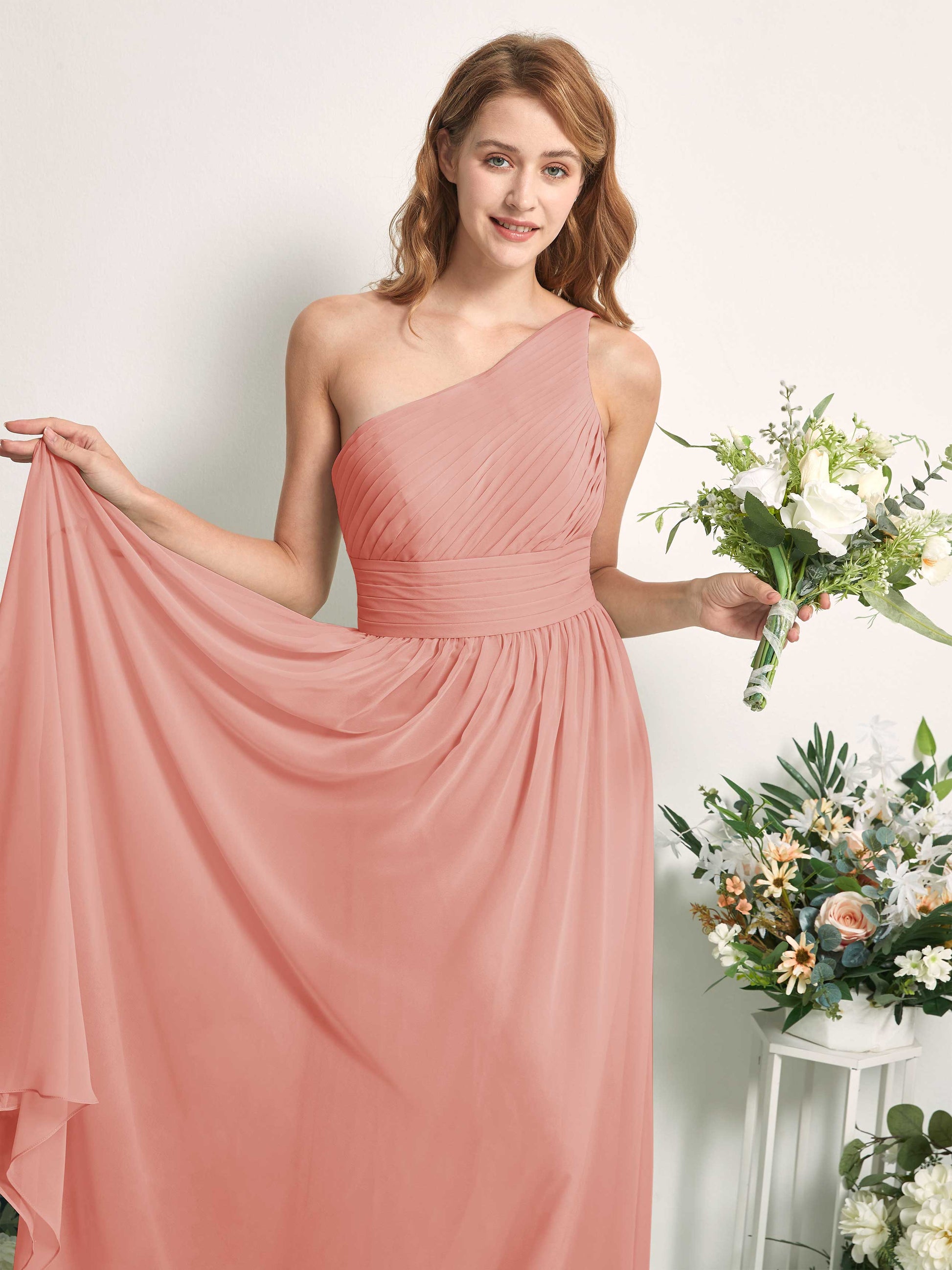 Pandora Champagne Rose One Shoulder Maxi Dress