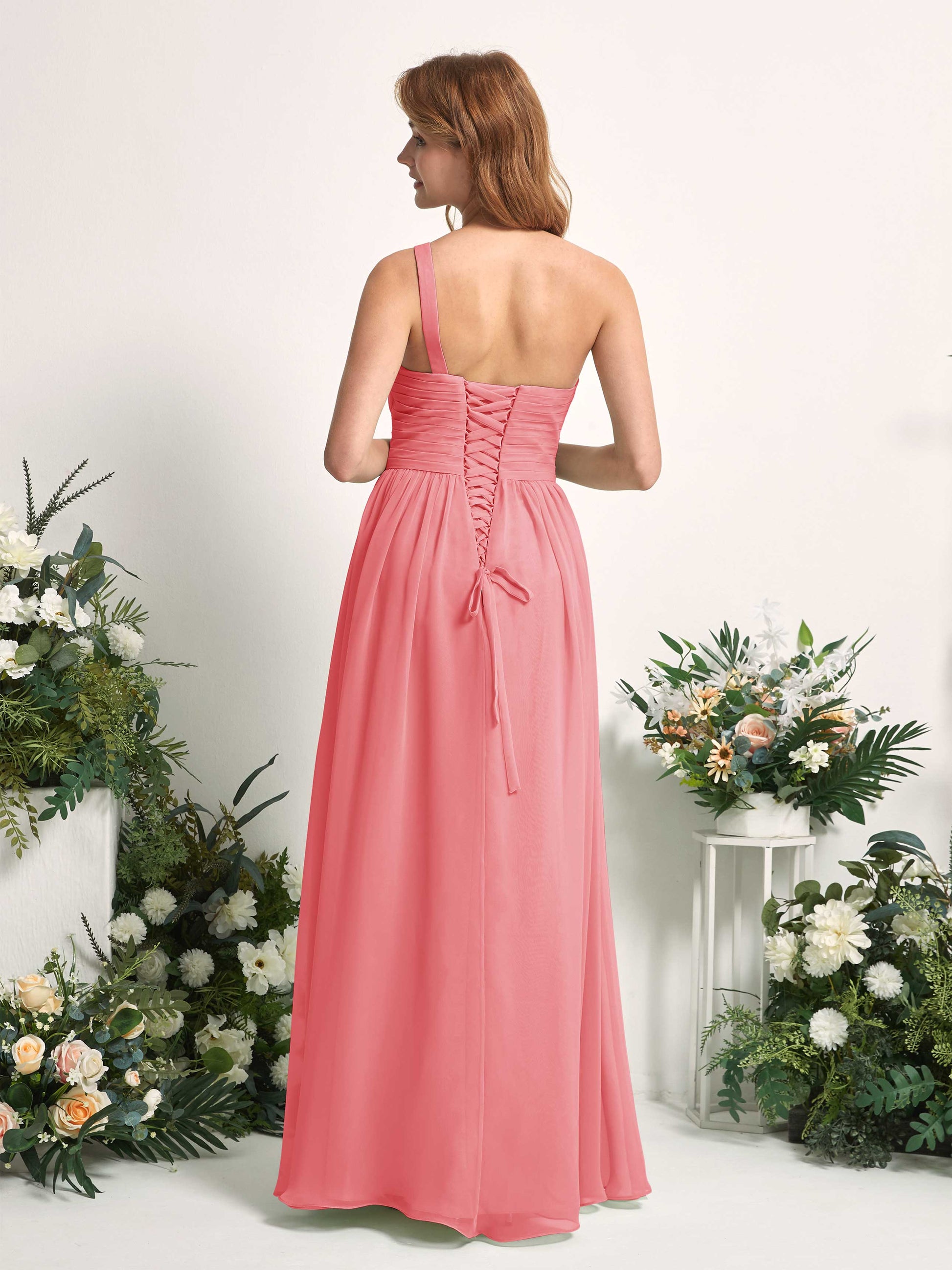 Pandora Coral Pink One Shoulder Maxi Dress