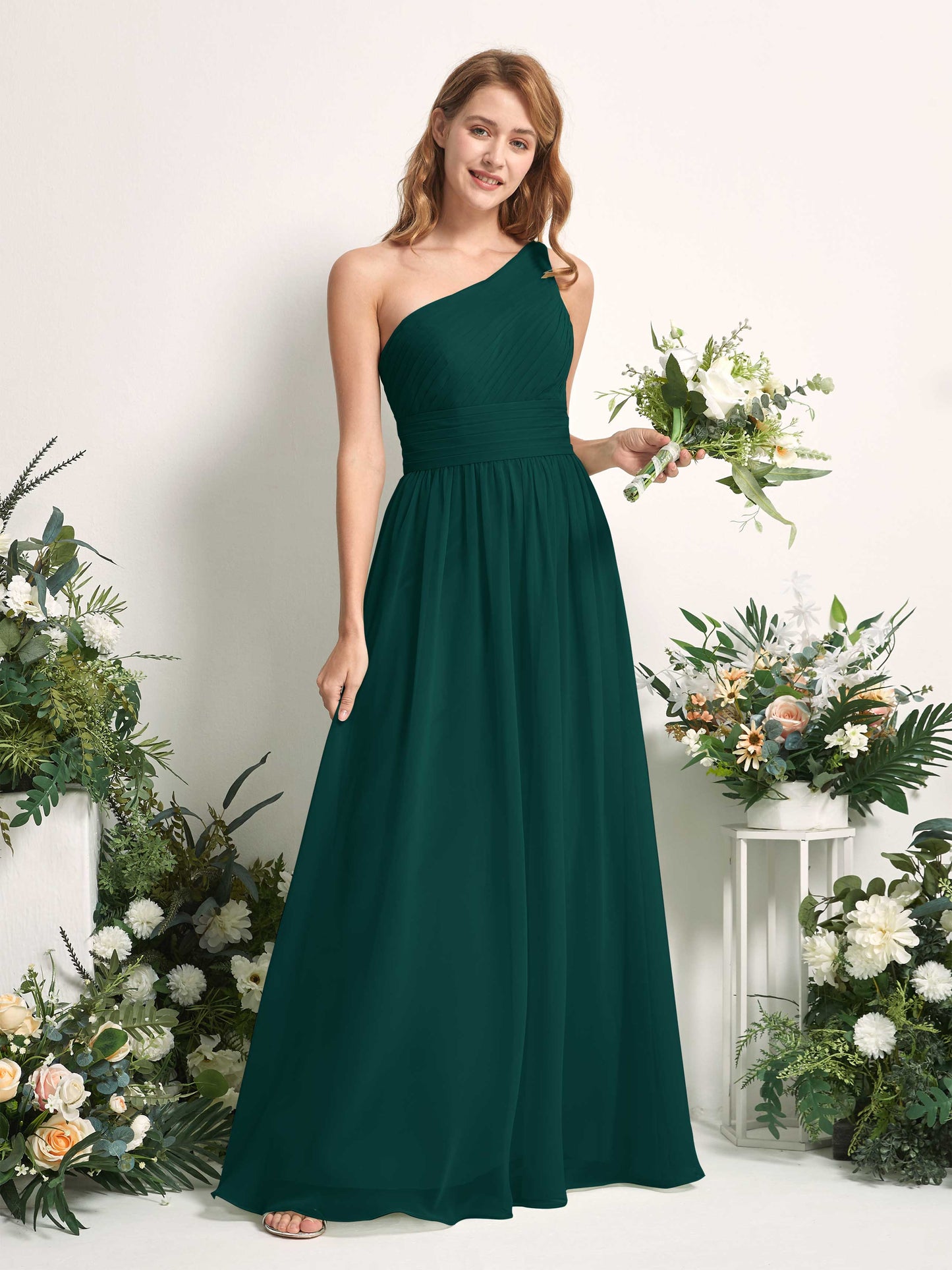 Pandora Dark Emerald One Shoulder Maxi Dress