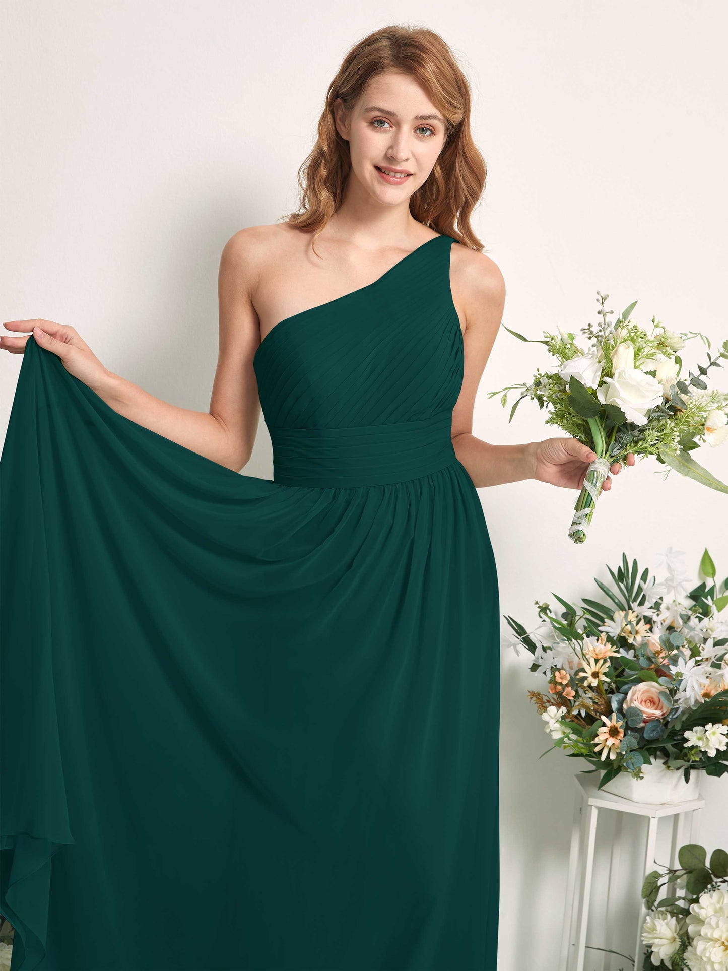 Pandora Dark Emerald One Shoulder Maxi Dress