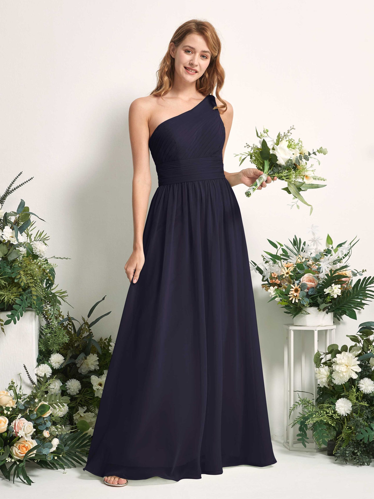 Pandora Dark Navy One Shoulder Maxi Dress