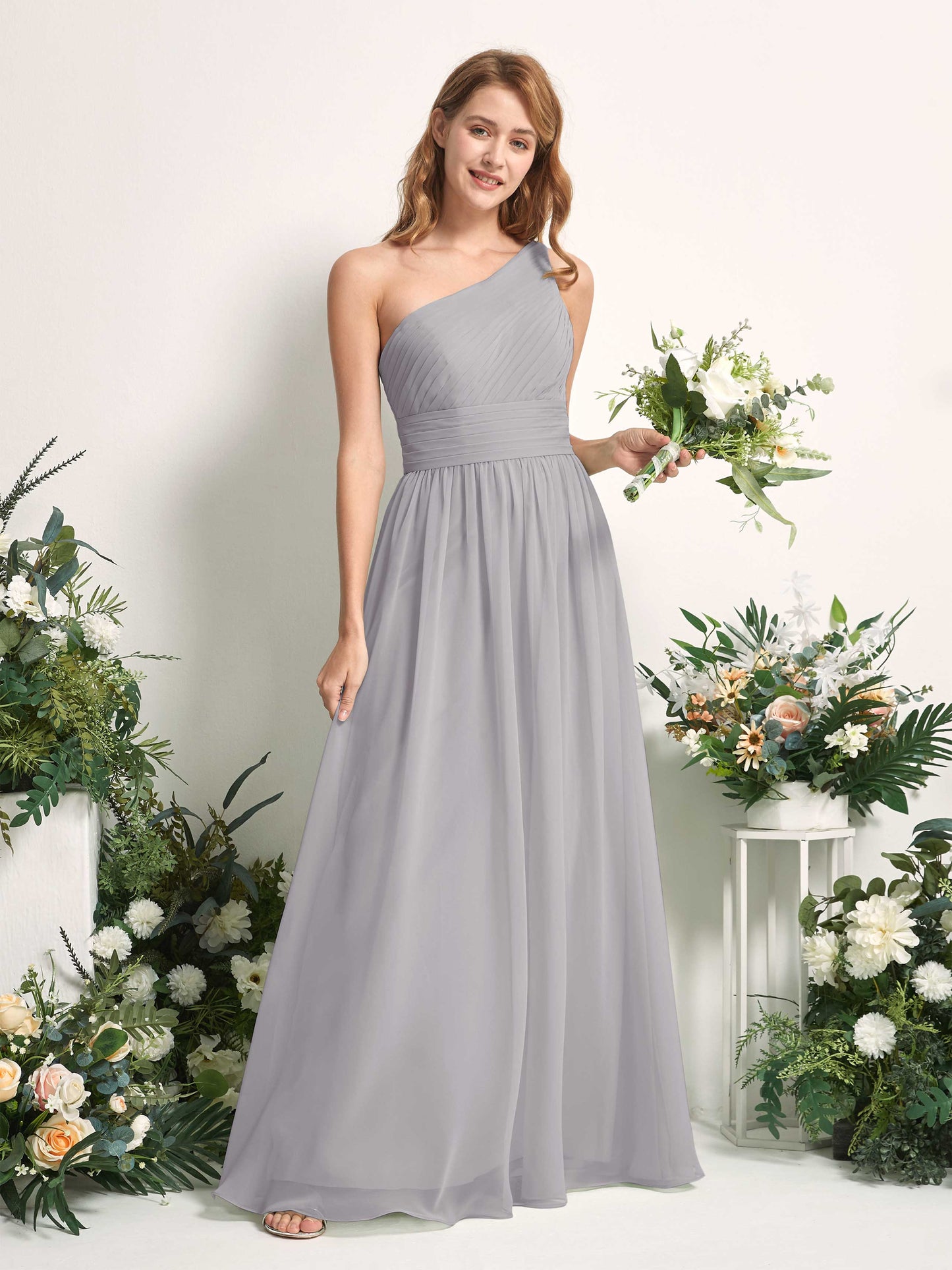 Pandora Dove One Shoulder Maxi Dress