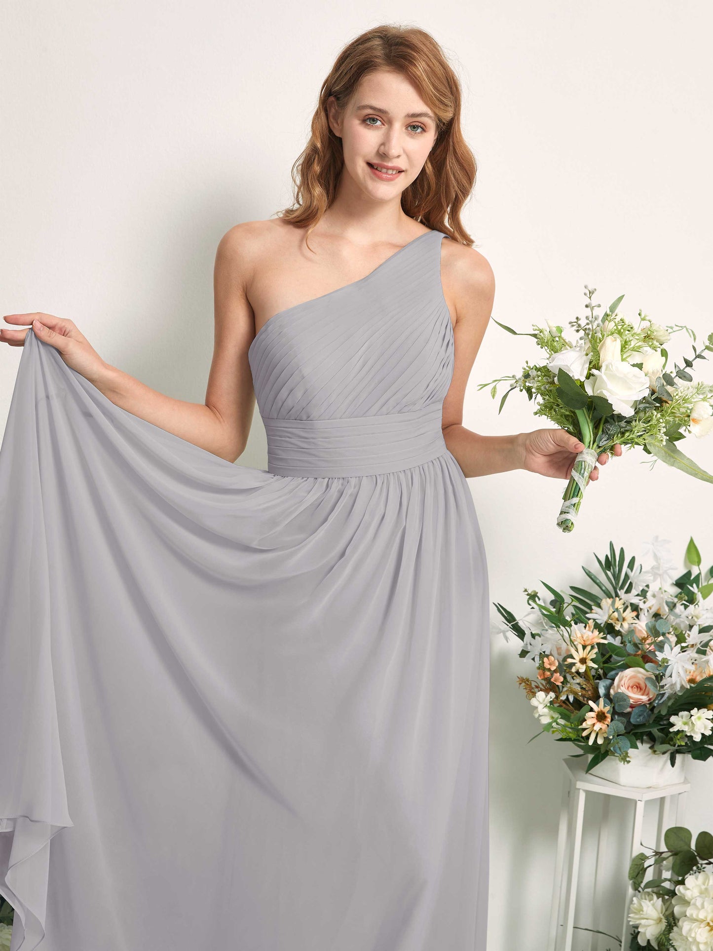 Pandora Dove One Shoulder Maxi Dress