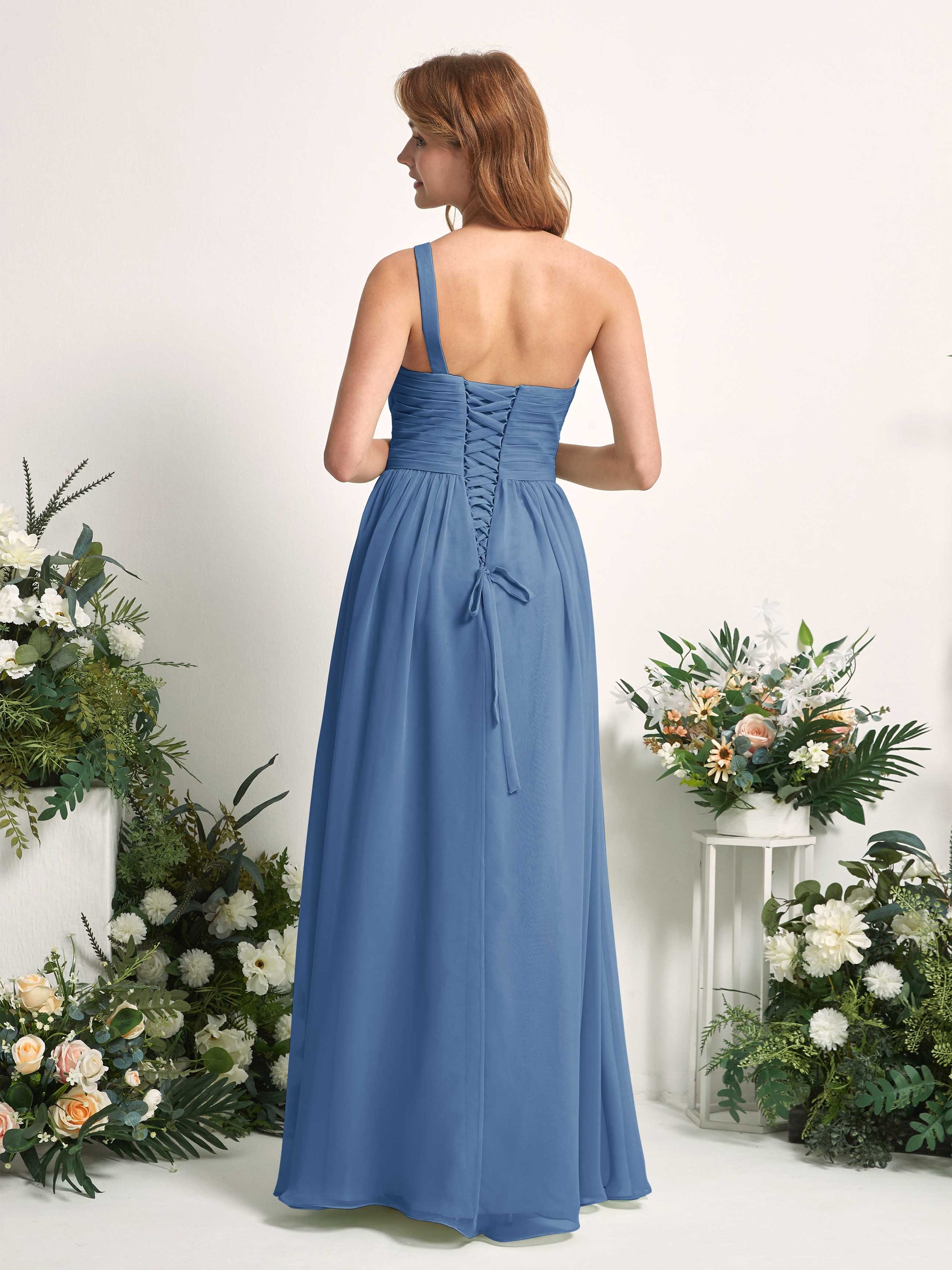 Pandora Dusty Blue One Shoulder Maxi Dress