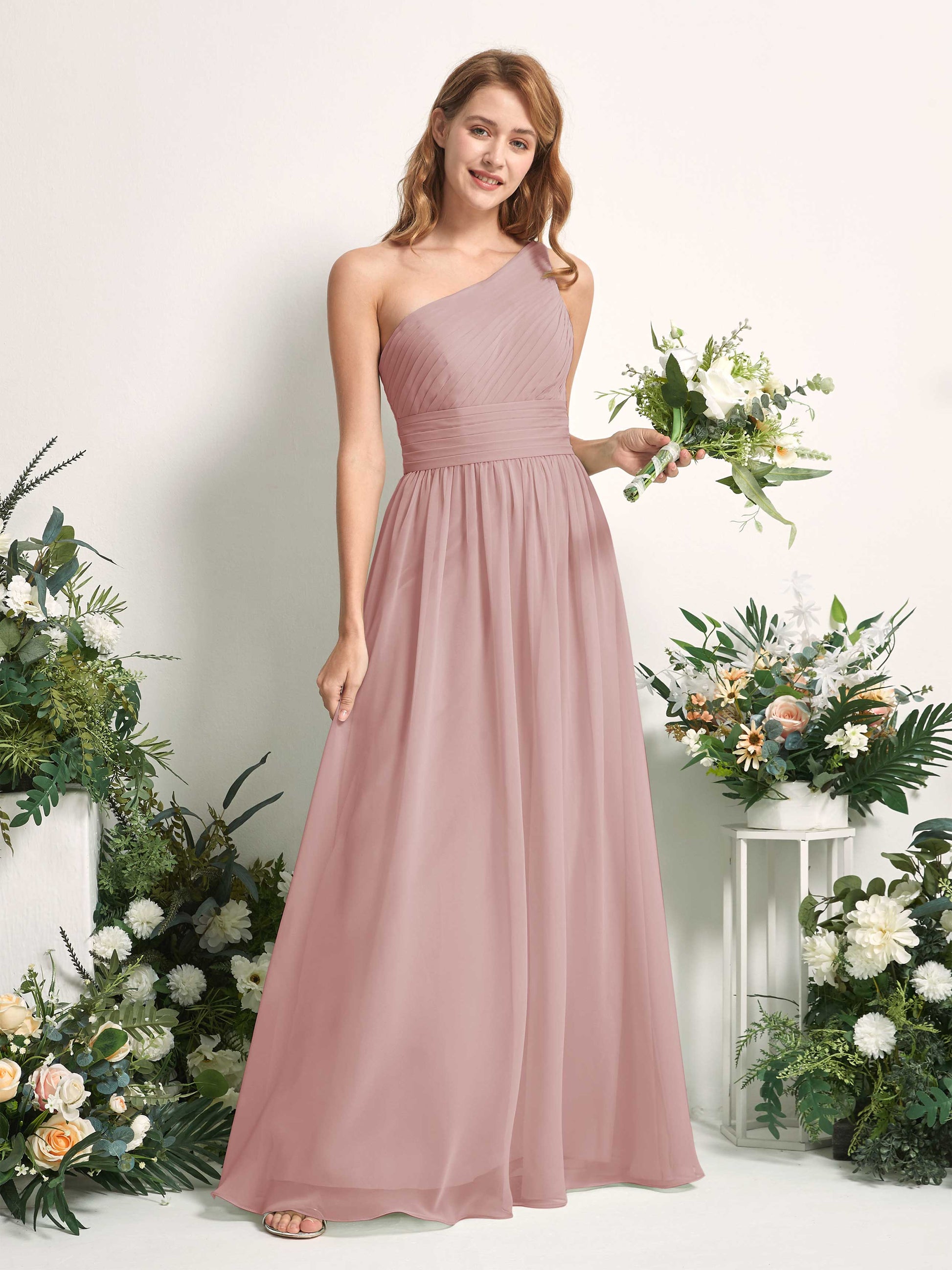 Pandora Dusty Rose One Shoulder Maxi Dress