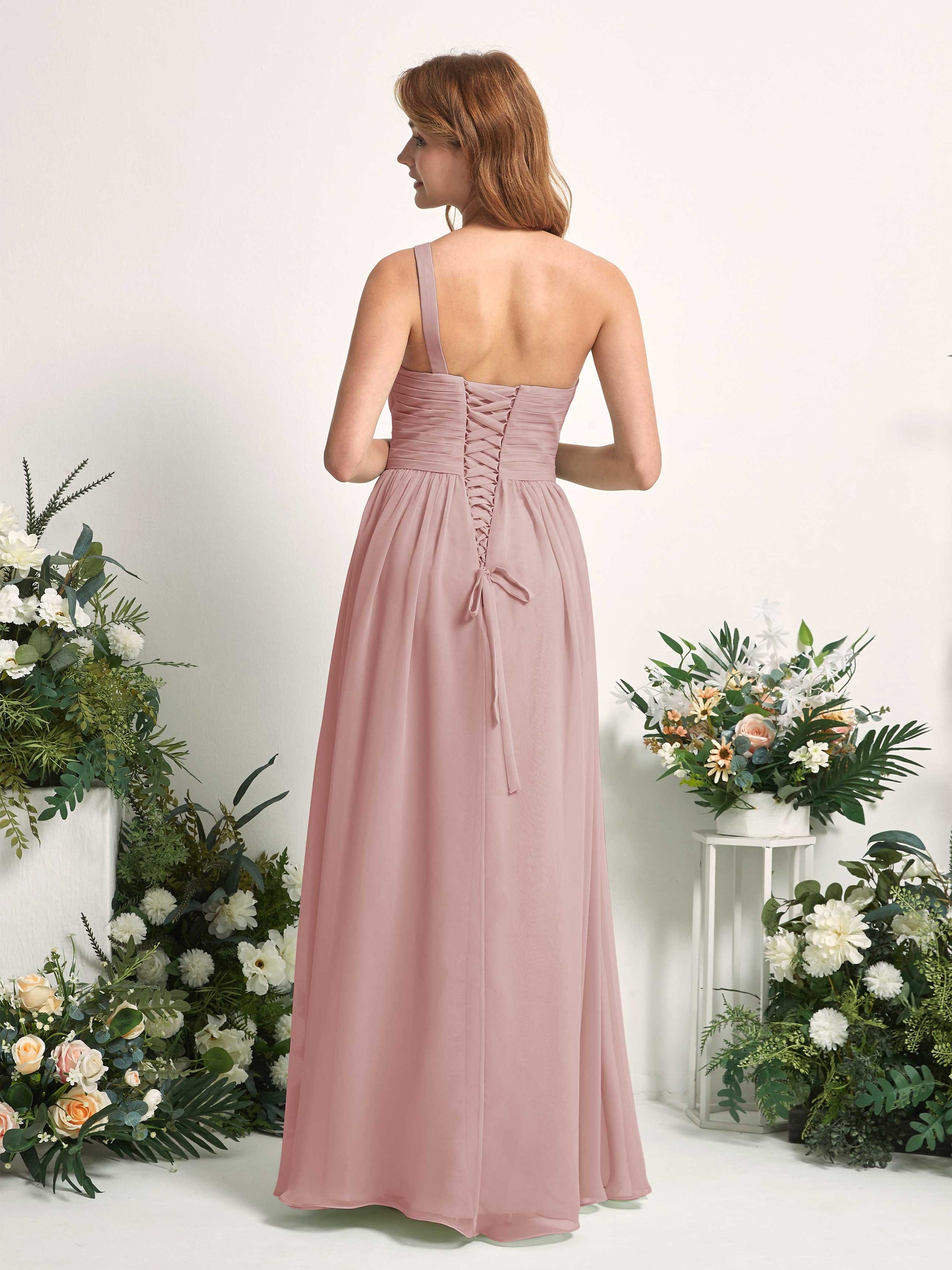 Pandora Dusty Rose One Shoulder Maxi Dress