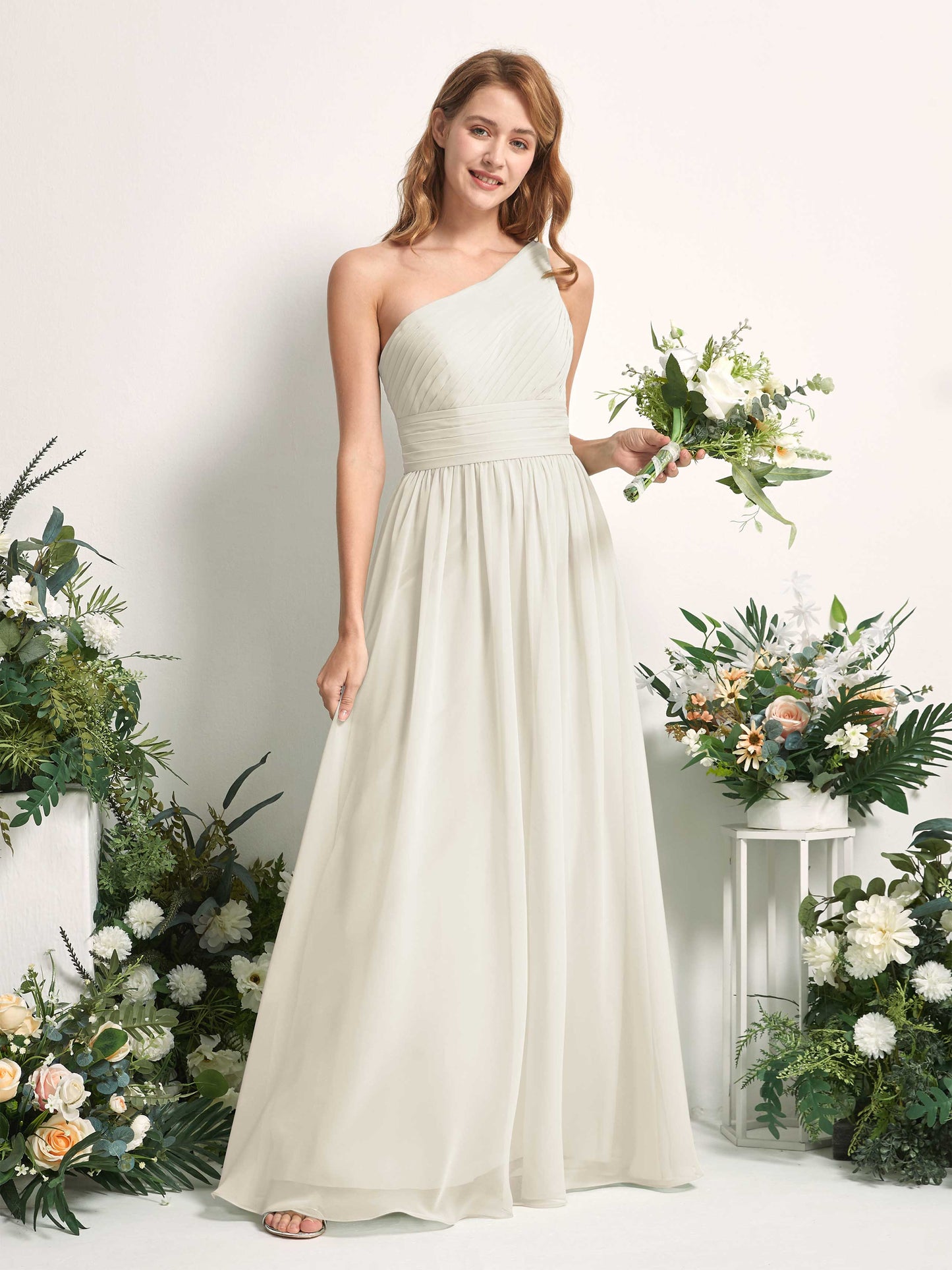 Pandora Ivory One Shoulder Maxi Dress