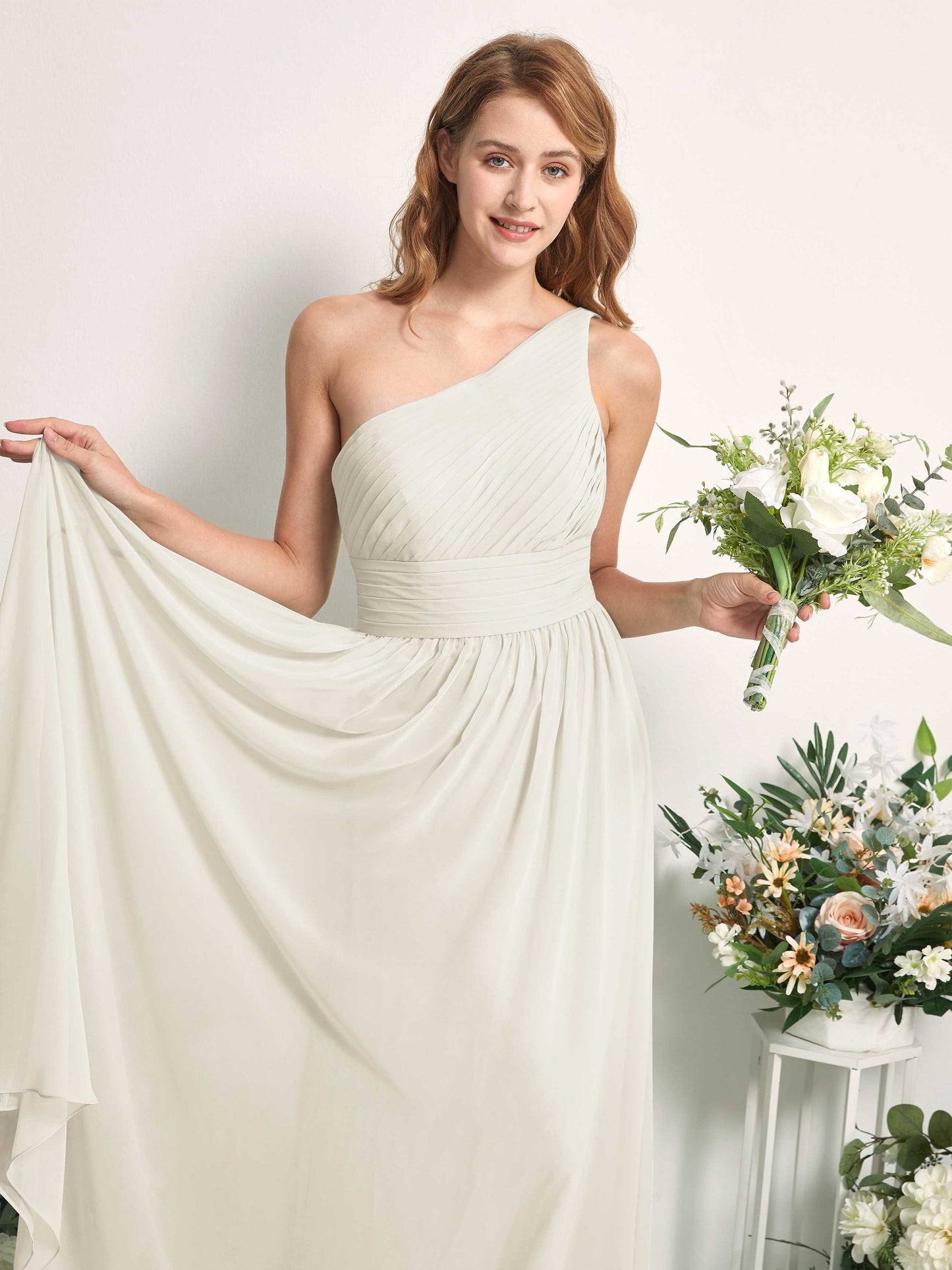 Pandora Ivory One Shoulder Maxi Dress