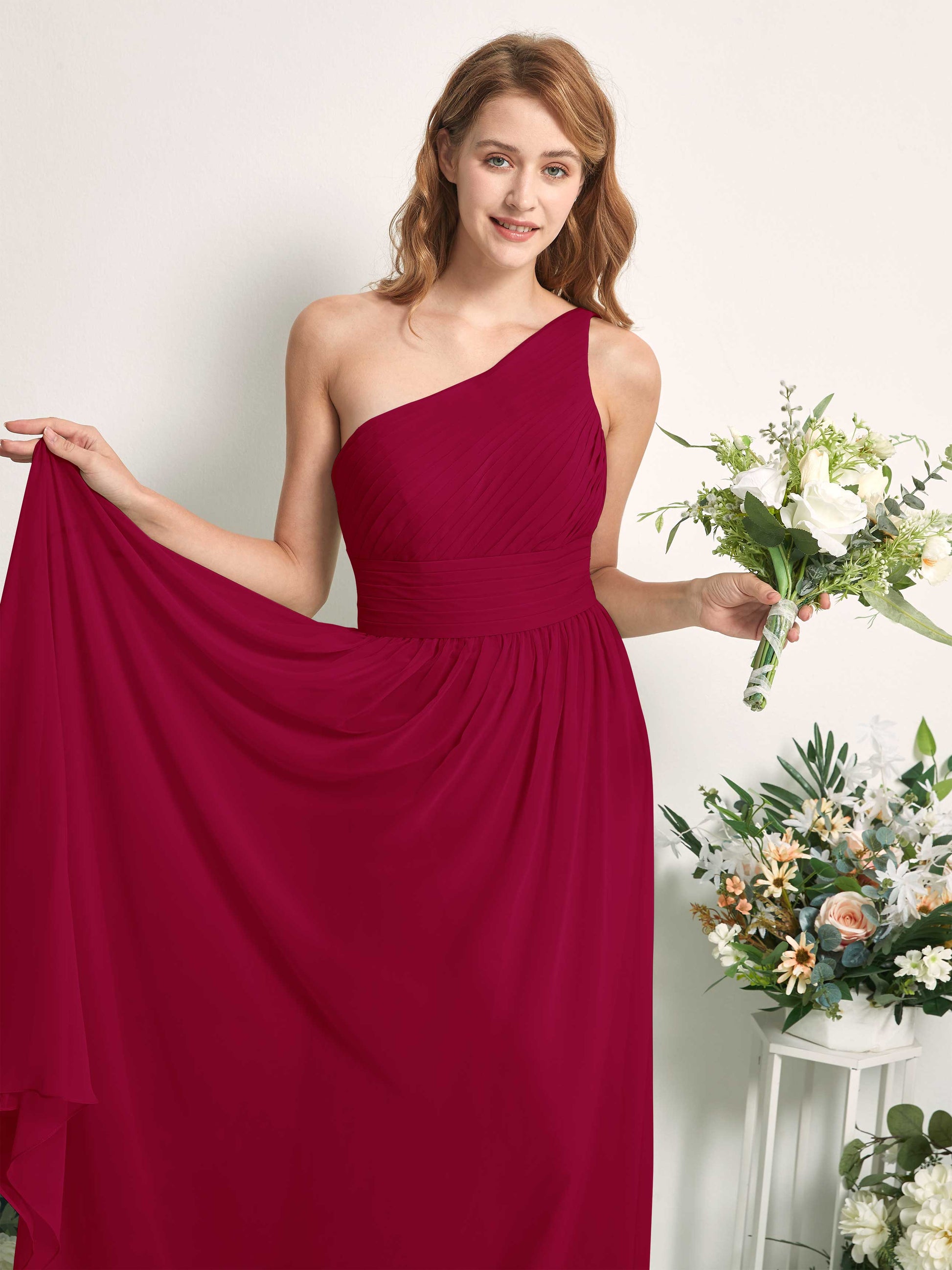 Pandora Jester Red One Shoulder Maxi Dress