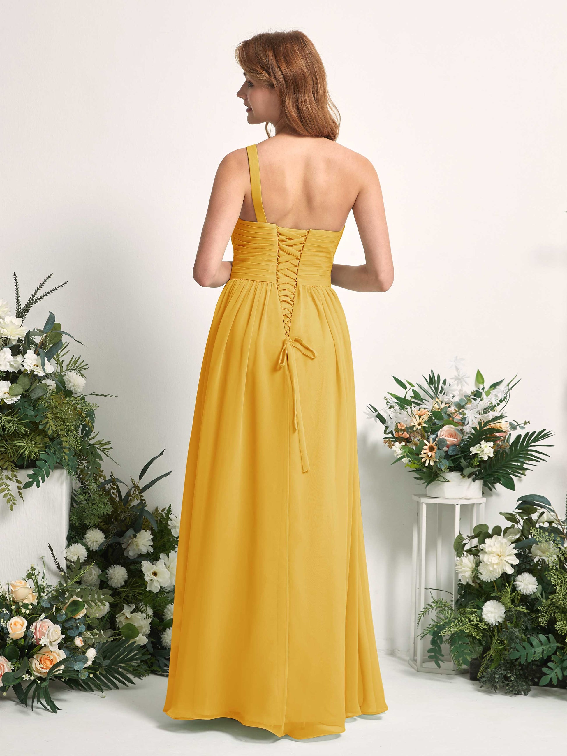 Pandora Mustard Yellow One Shoulder Maxi Dress