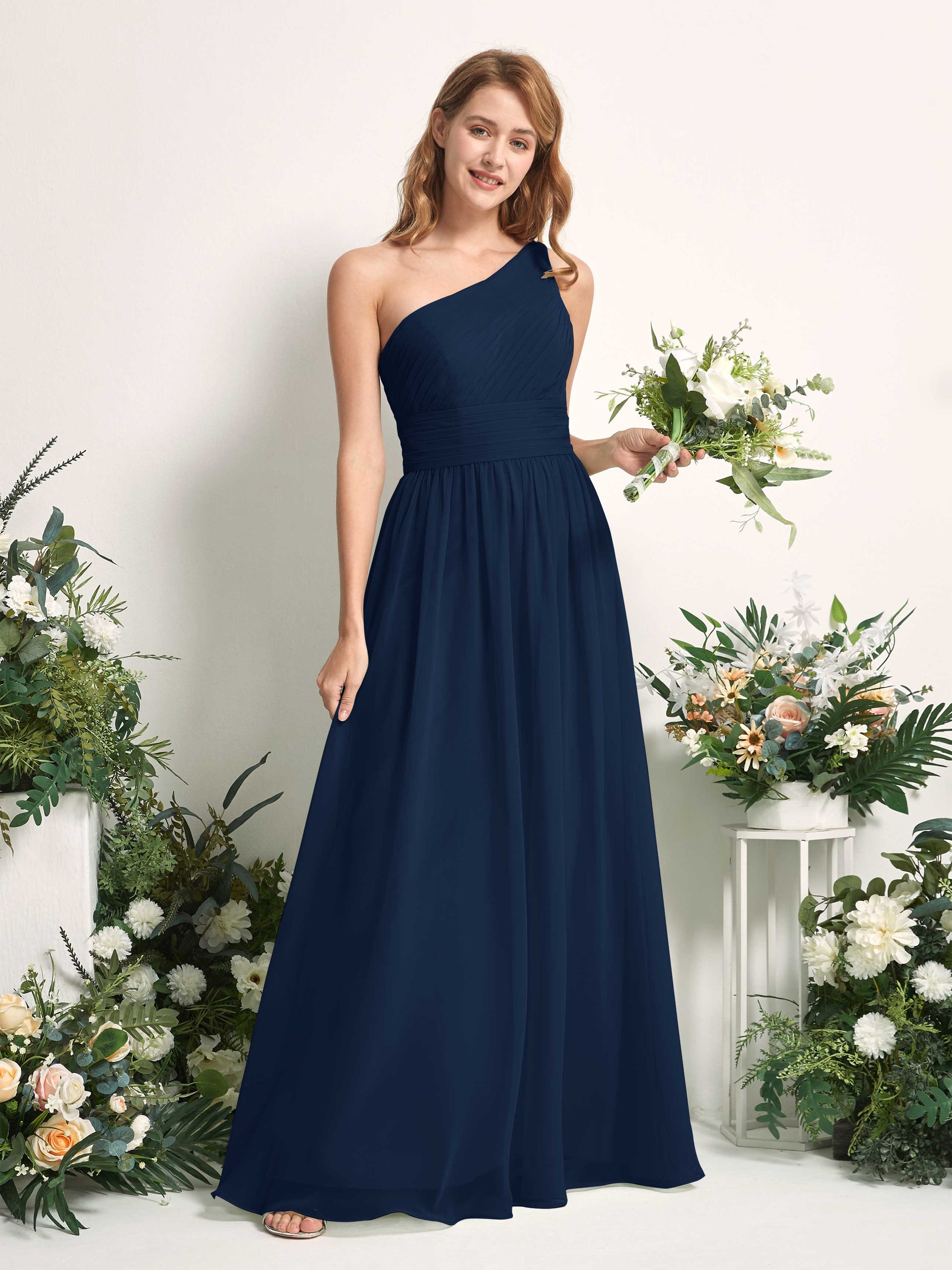 Pandora Navy One Shoulder Maxi Dress