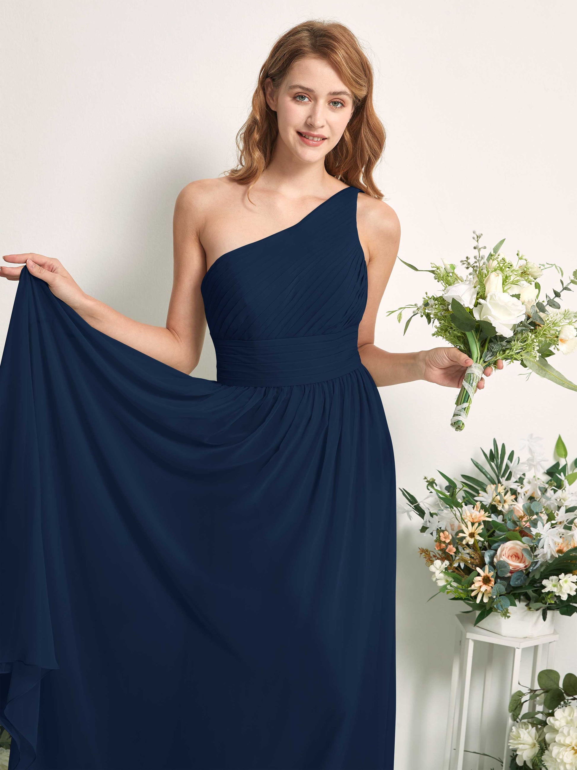 Pandora Navy One Shoulder Maxi Dress