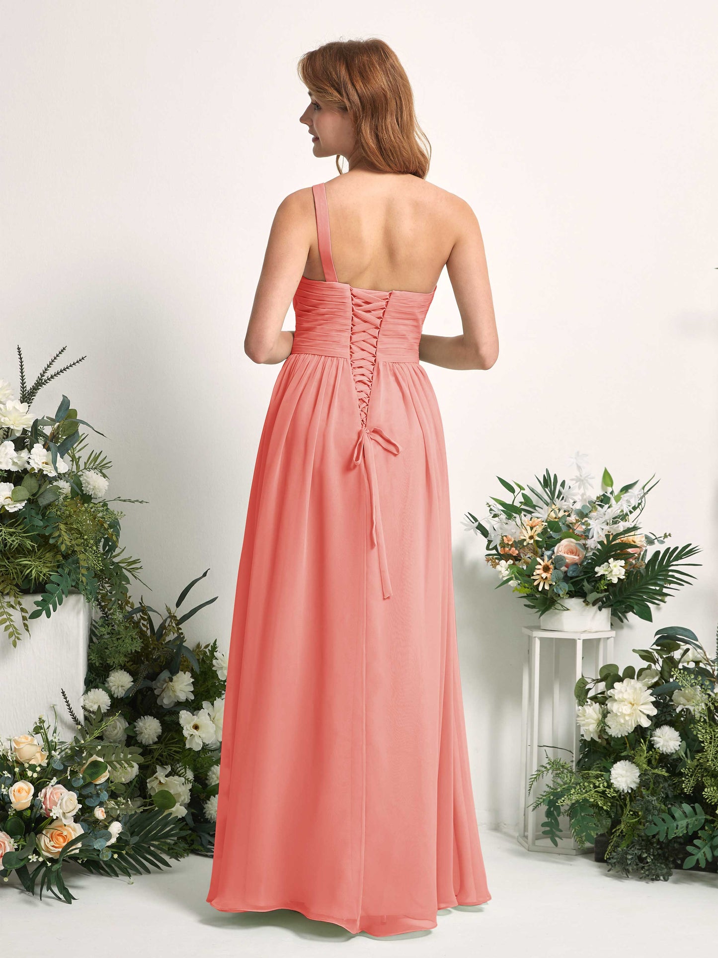 Pandora Peach Pink One Shoulder Maxi Dress