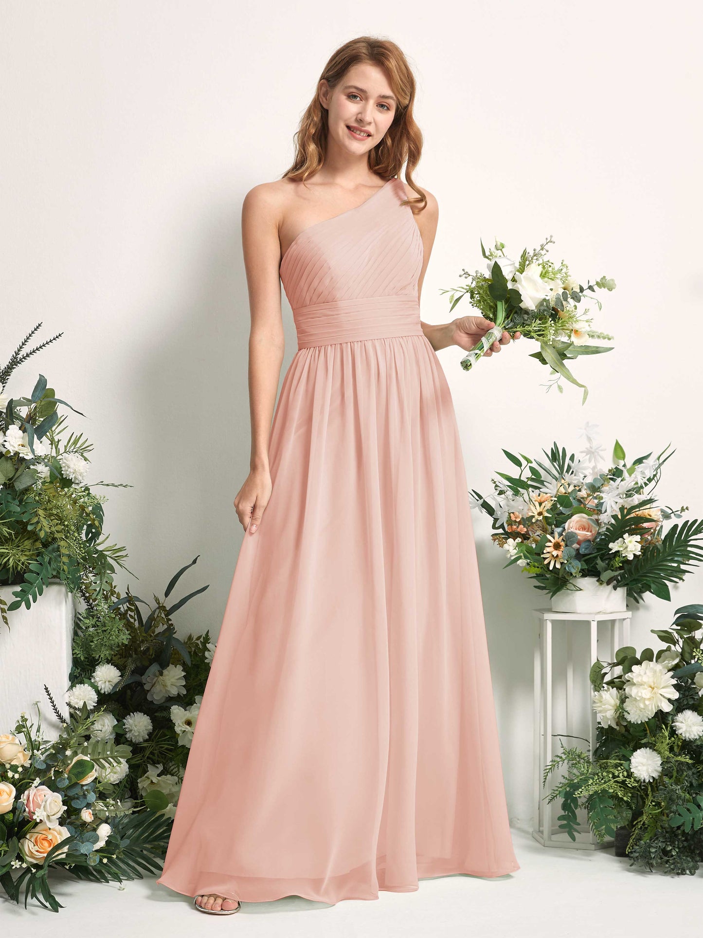 Pandora Pearl Pink One Shoulder Maxi Dress