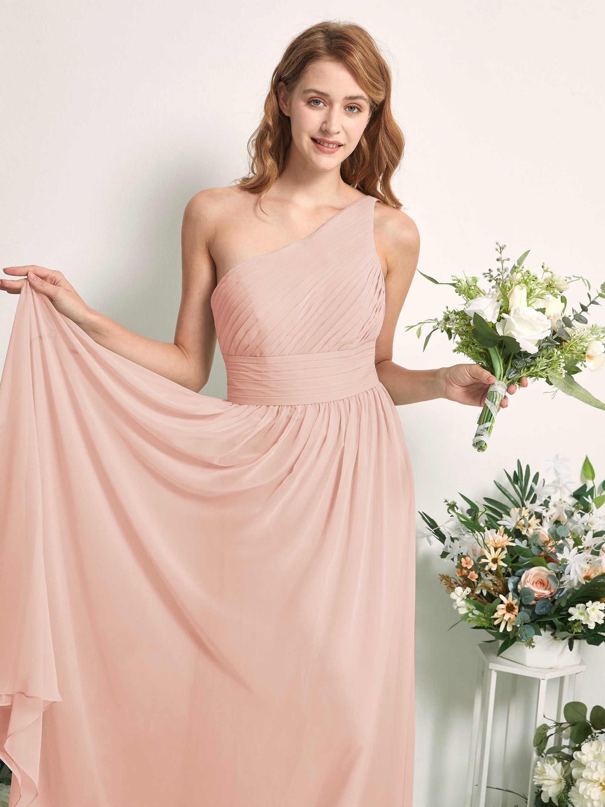 Pandora Pearl Pink One Shoulder Maxi Dress