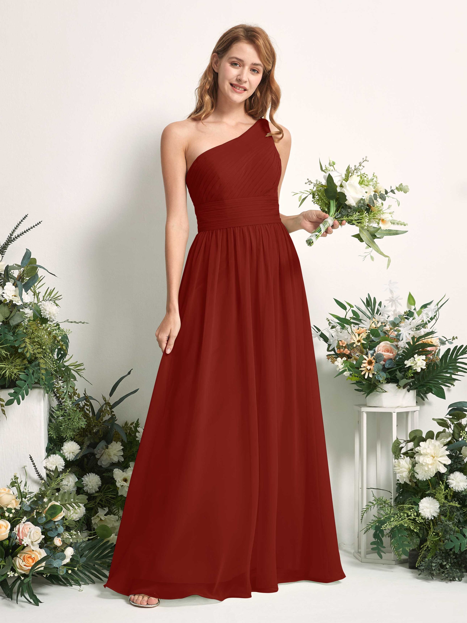 Pandora Rust One Shoulder Maxi Dress