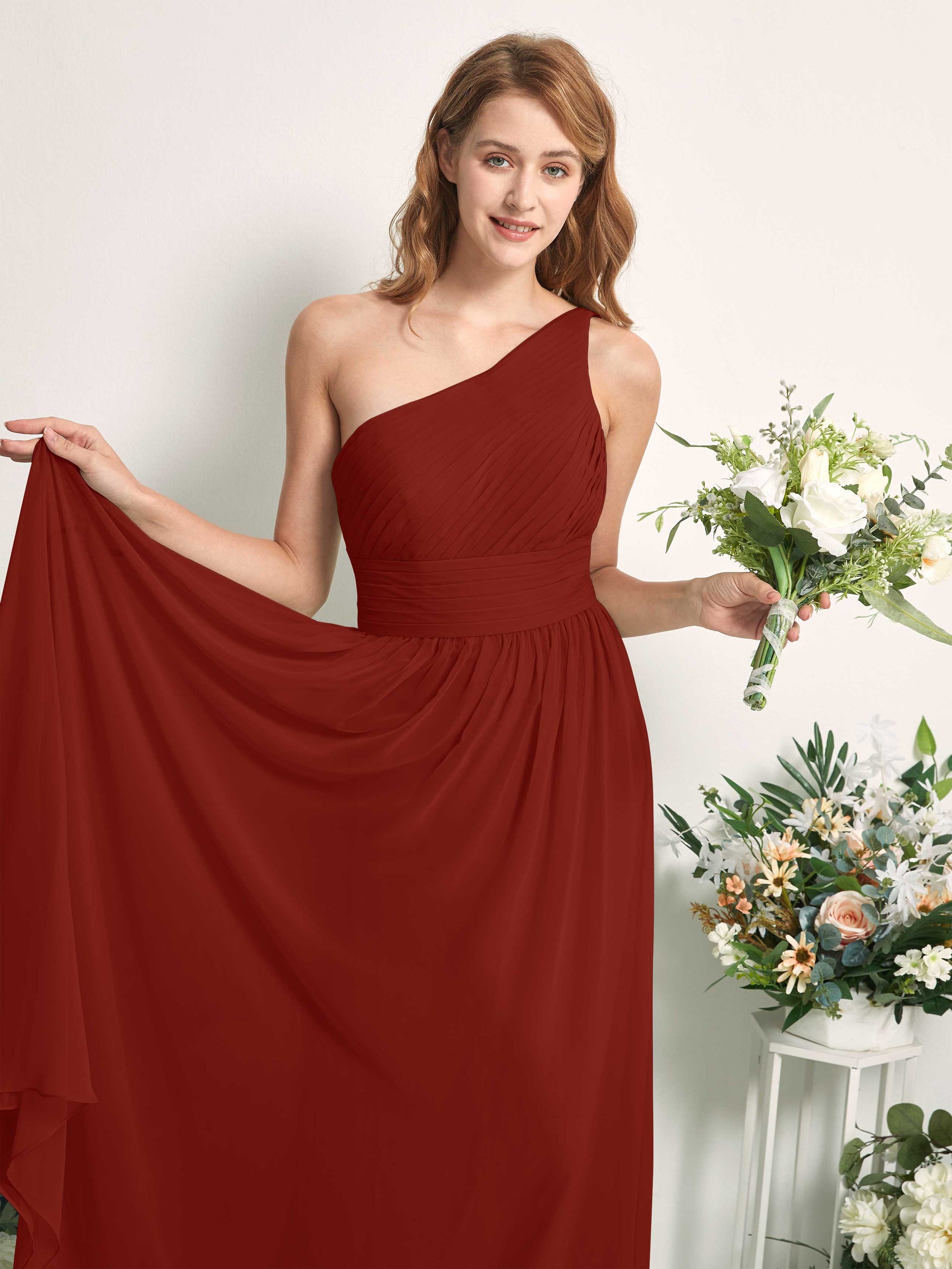 Pandora Rust One Shoulder Maxi Dress