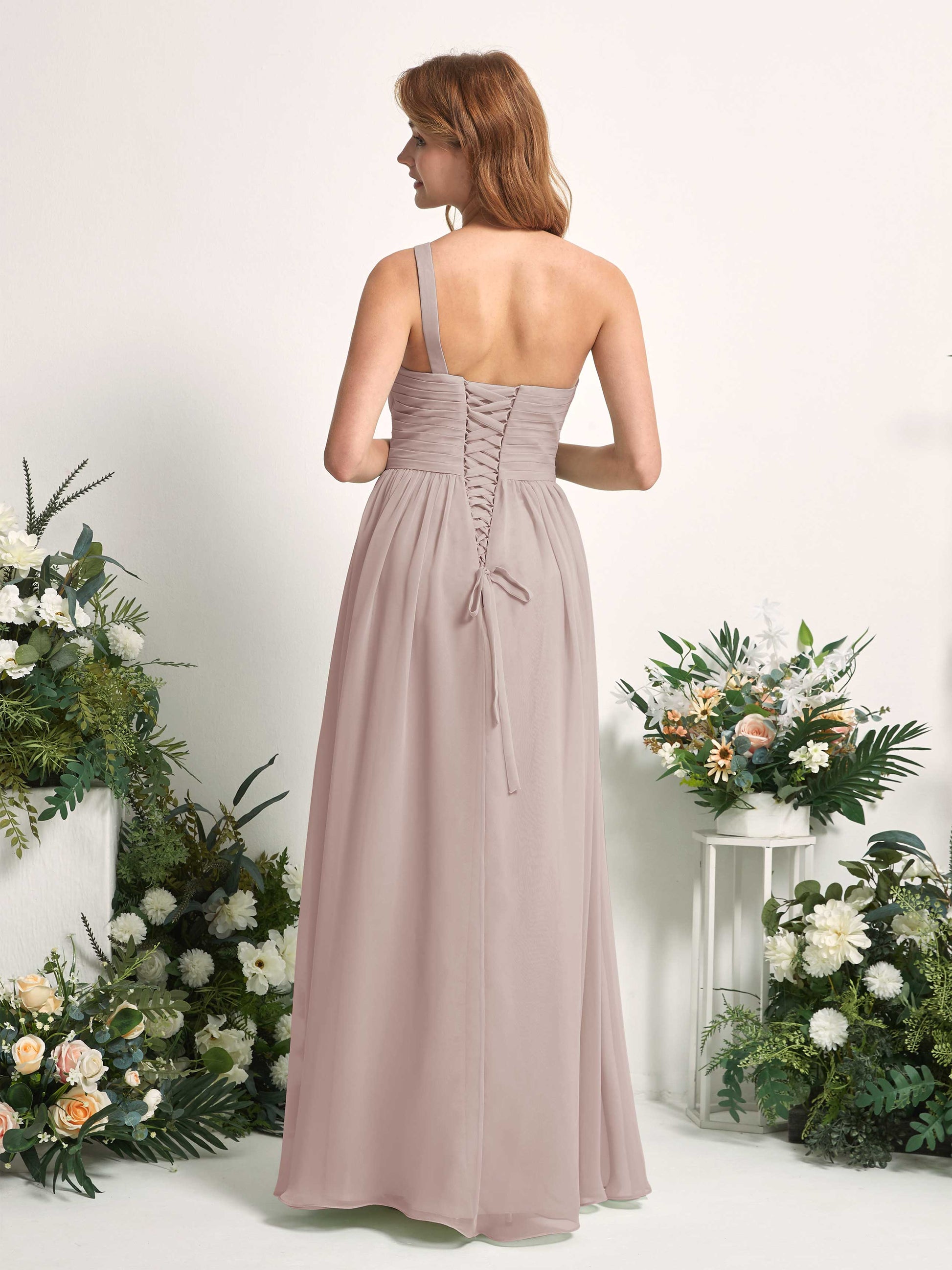 Pandora Taupe One Shoulder Maxi Dress