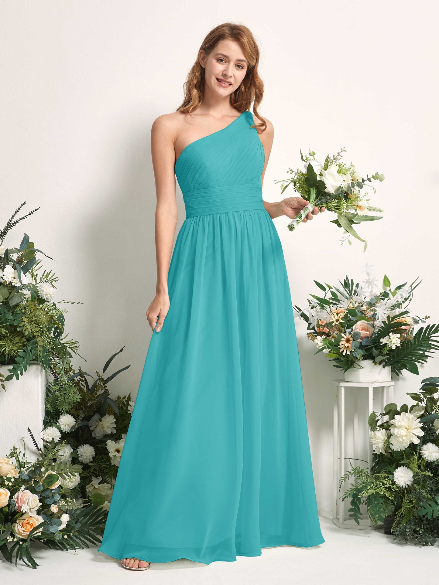 Pandora Turquoise One Shoulder Maxi Dress