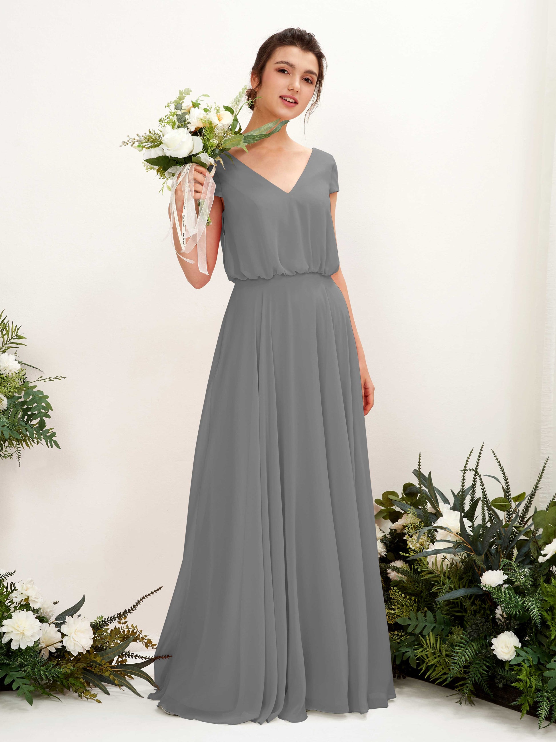 Pauline Steel Gray Maxi Dress